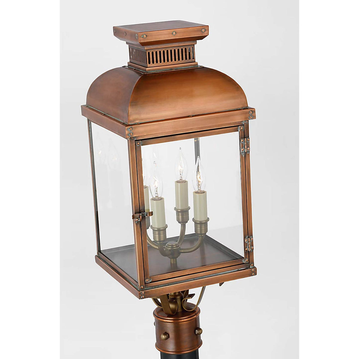 Chapman & Myers Suffork Post Lantern in Natural Copper with Clear Glass W9.75" x H24.25"