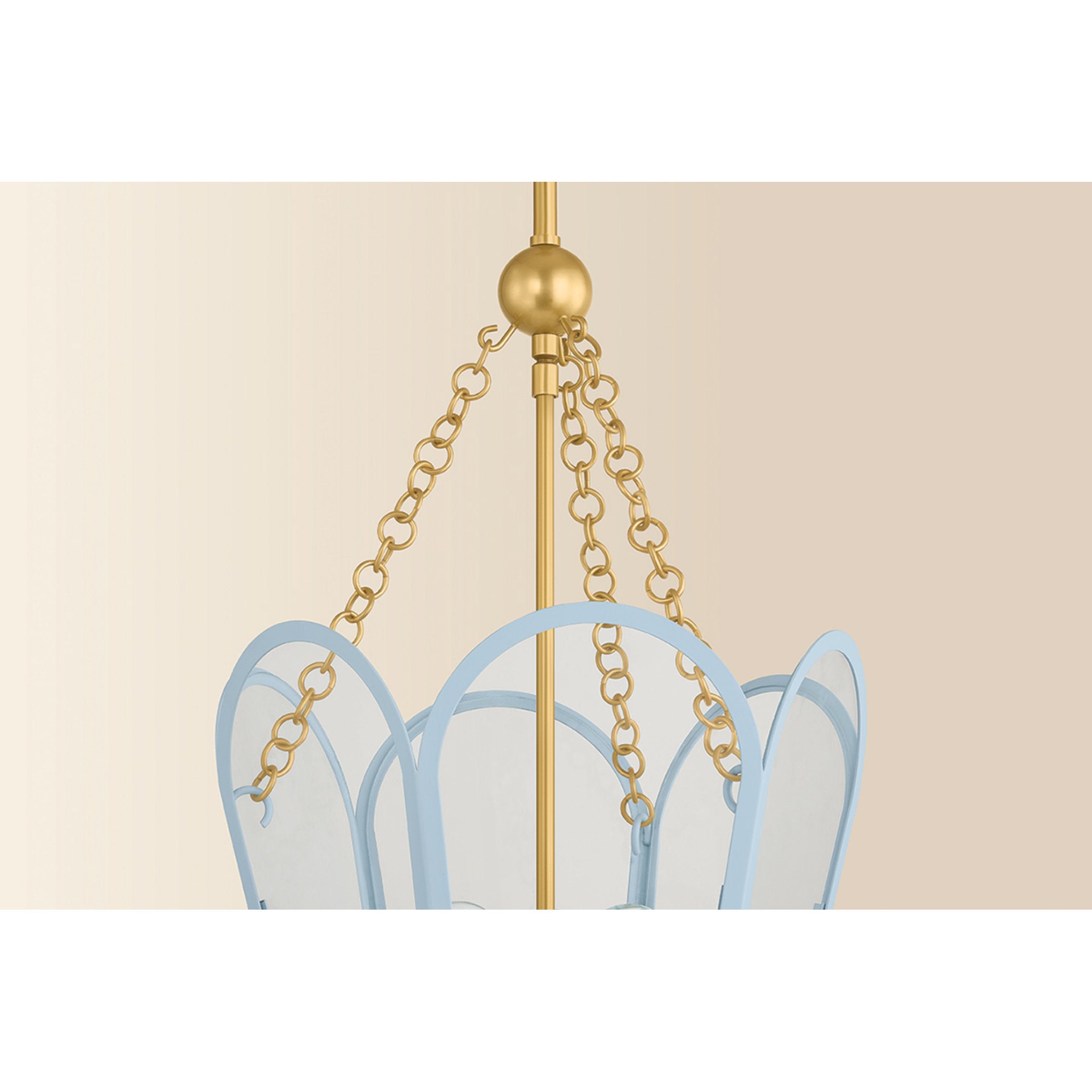 Clarisse 3-Light Lantern in Aged Brass 13W x 22.25H (Soft Arctic Blue)