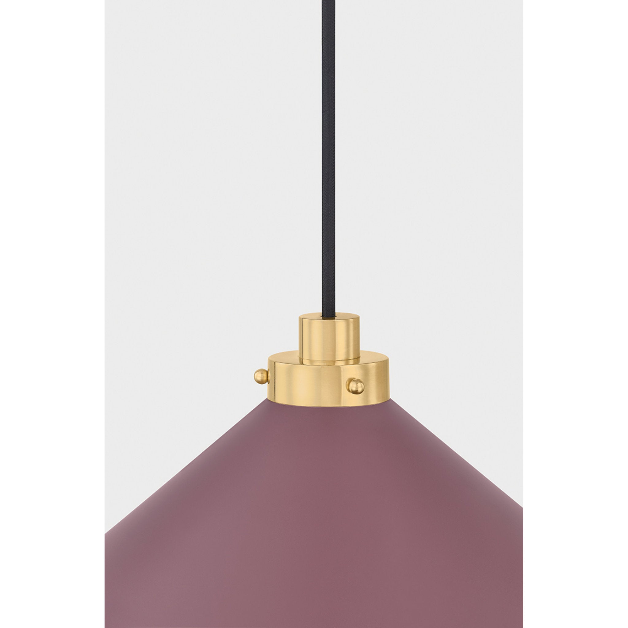 Clivedon 1-Light Pendant in Aged Brass by Mark D. Sikes 12W x 6.5H (Soft Crimson)