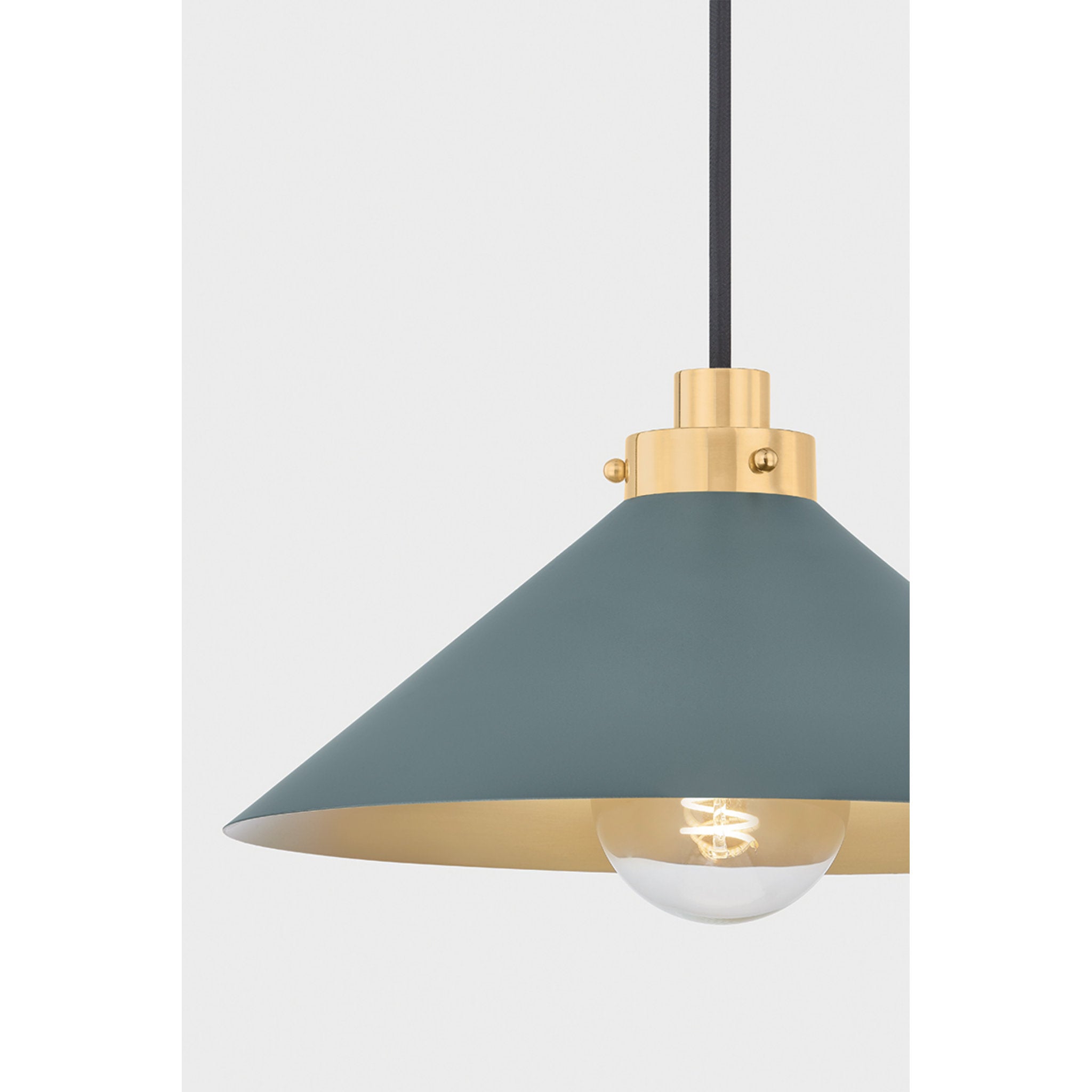 Clivedon 1-Light Pendant in Aged Brass by Mark D. Sikes 12W x 6.5H (Soft Studio Green)
