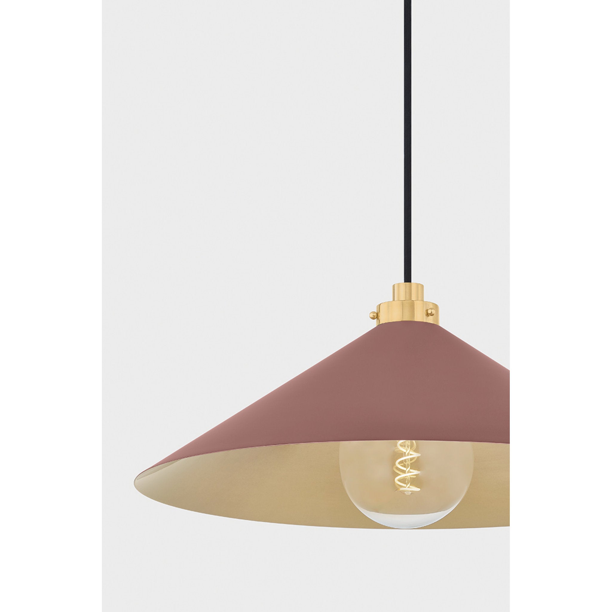 Clivedon 1-Light Pendant in Aged Brass by Mark D. Sikes 20W x 8.5H (Soft Crimson)