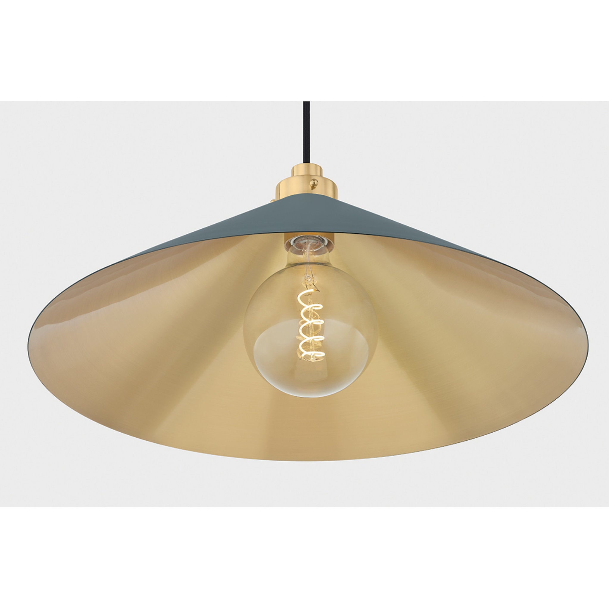 Clivedon 1-Light Pendant in Aged Brass by Mark D. Sikes 20W x 8.5H (Soft Studio Green)