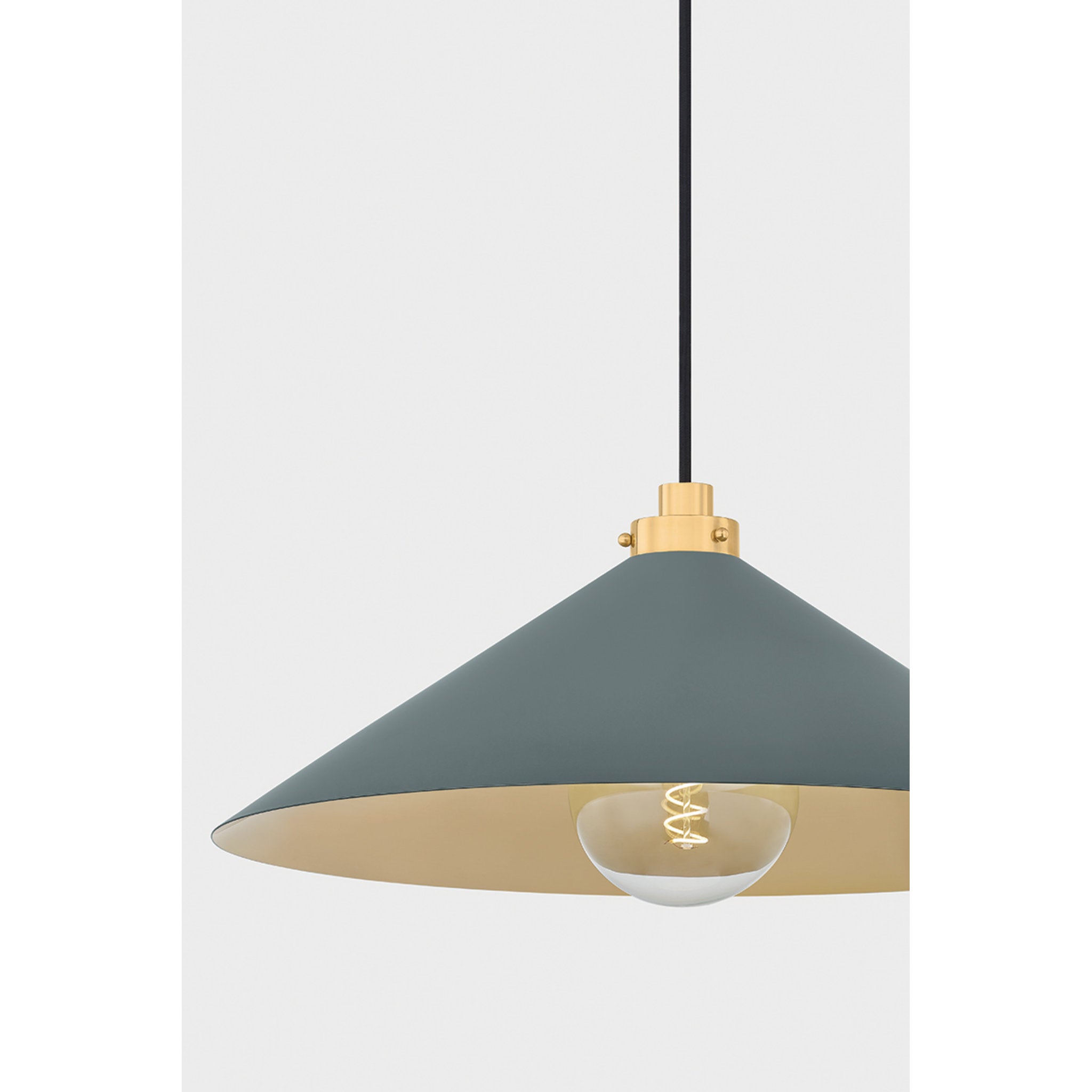 Clivedon 1-Light Pendant in Aged Brass by Mark D. Sikes 20W x 8.5H (Soft Studio Green)