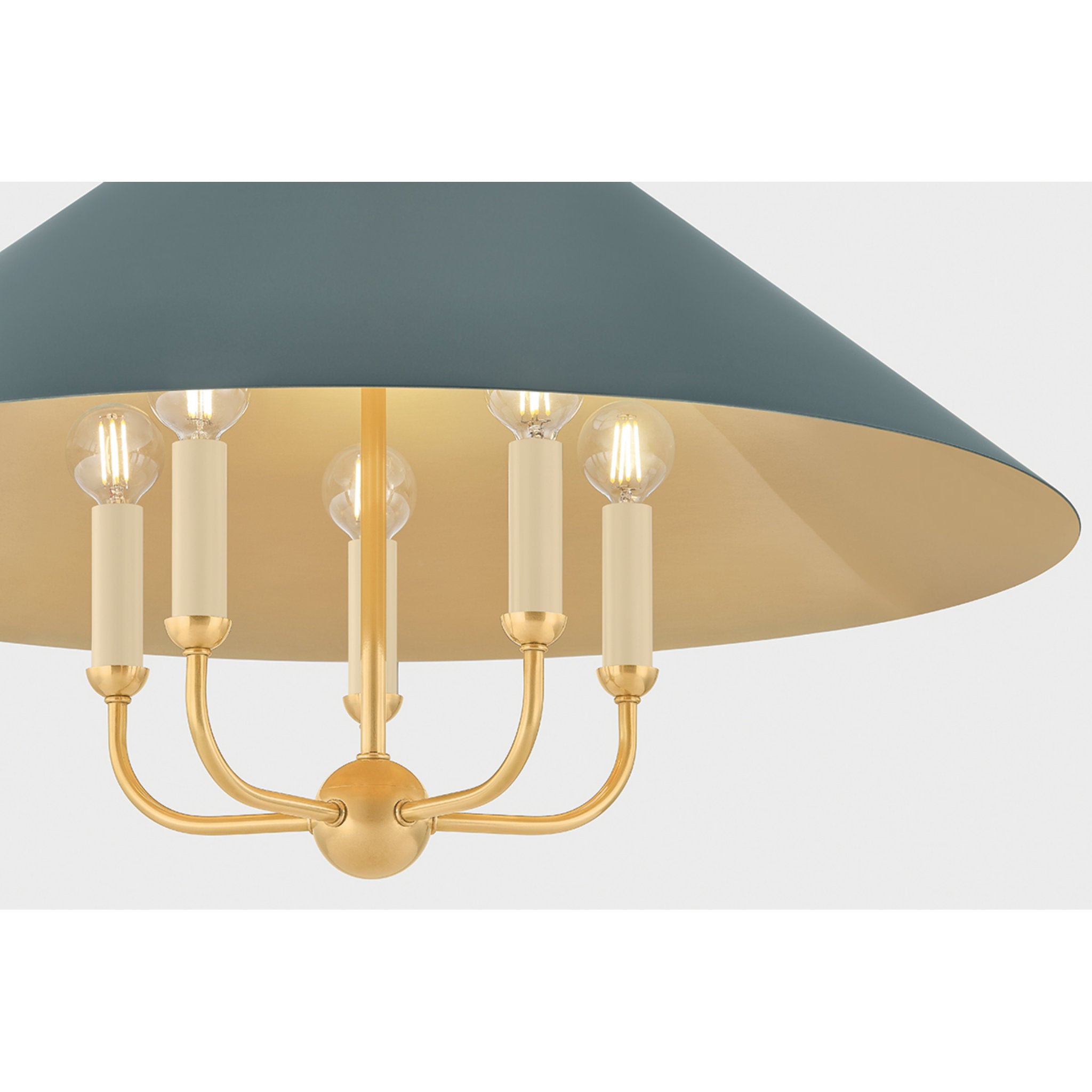 Clivedon 5-Light Chandelier in Aged Brass by Mark D. Sikes 27.5W x 20.25H (Soft Studio Green)