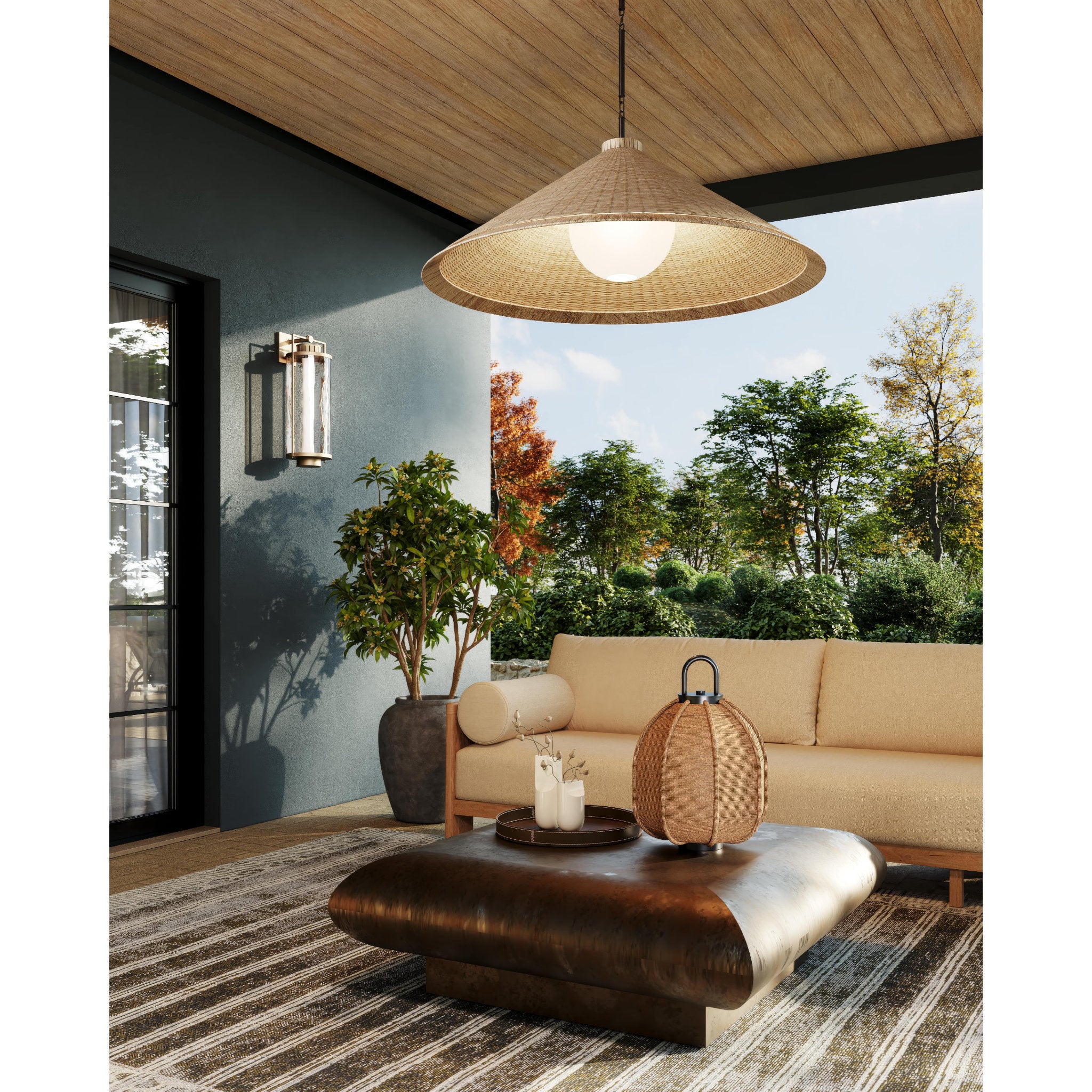Devlin 1-Light Exterior Pendant in Bronze 44W x 19H