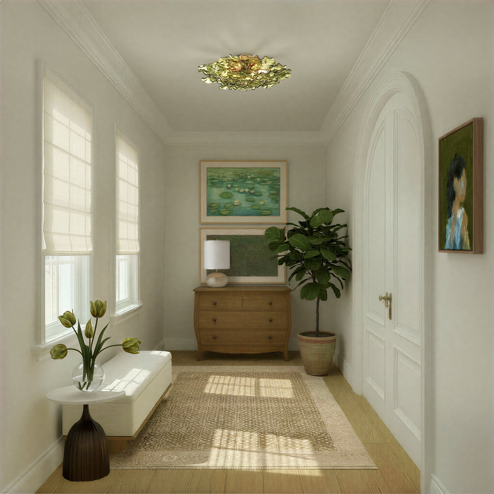 Esme 22.5'' Aged Brass Semi Flush Mount Green 22.5"W x 7"H x 22.5"D