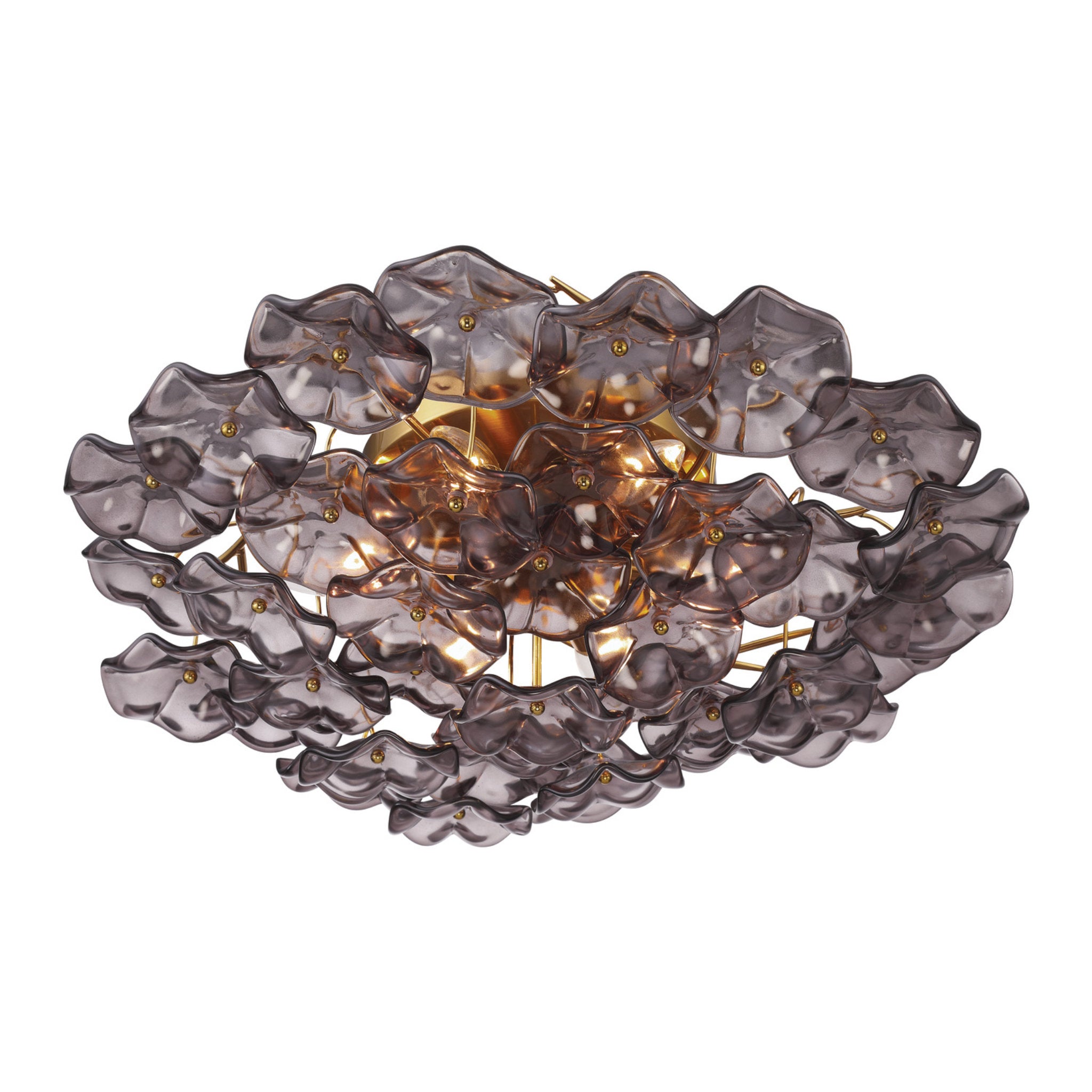 Esme 22.5'' Aged Brass Semi Flush Mount Purple 22.5"W x 7"H x 22.5"D
