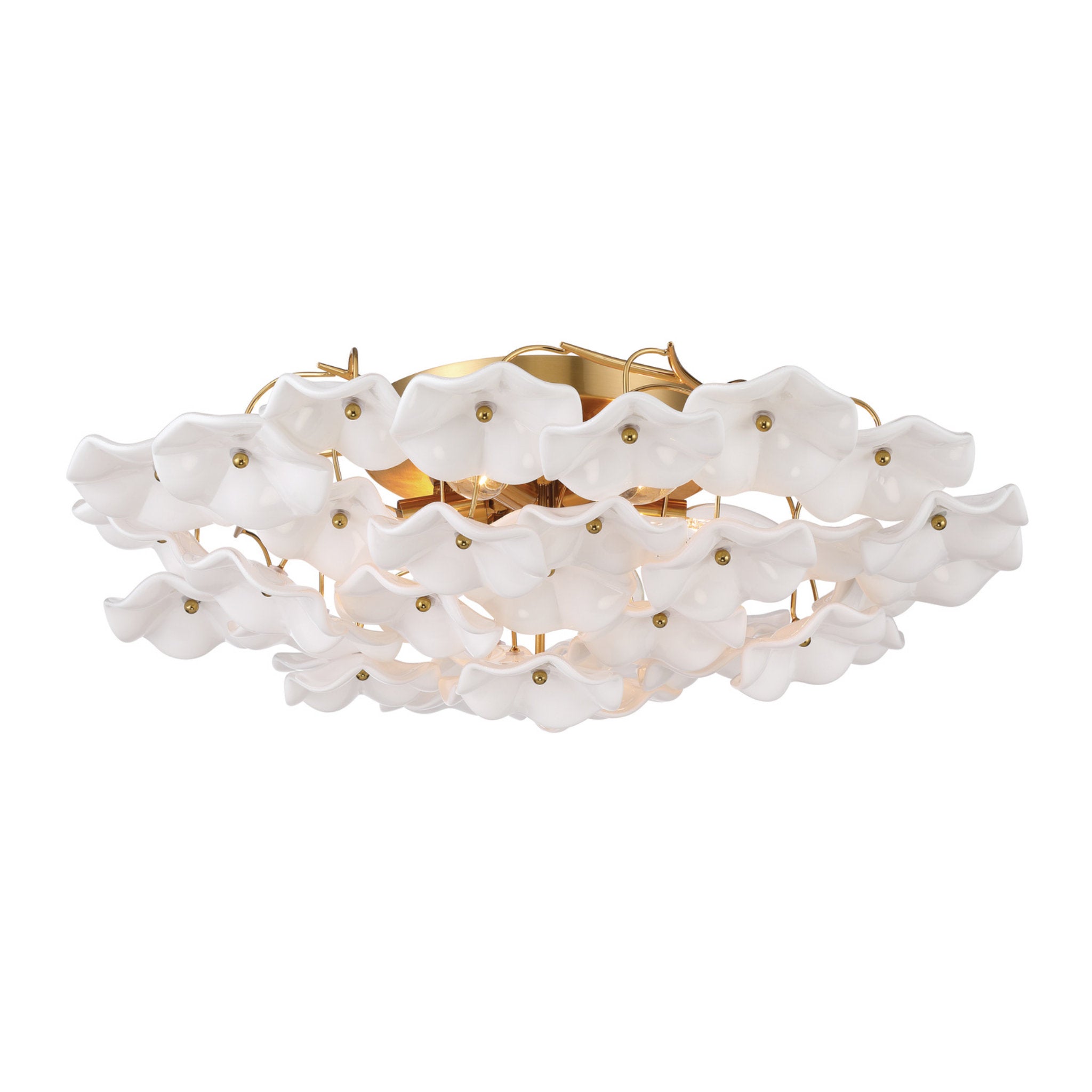 Esme 22.5'' Aged Brass Semi Flush Mount White 22.5"W x 7"H x 22.5"D