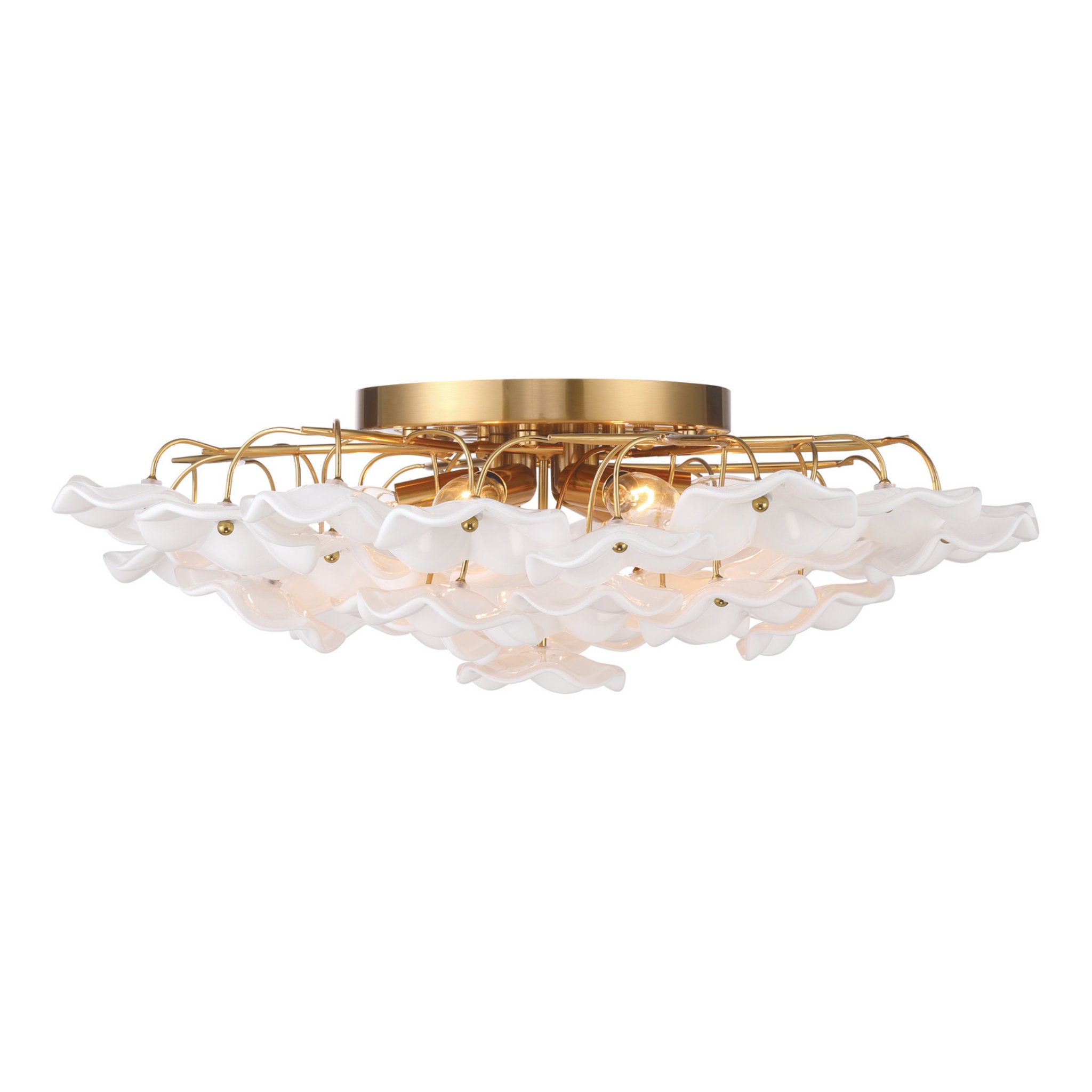 Esme 22.5'' Aged Brass Semi Flush Mount White 22.5"W x 7"H x 22.5"D