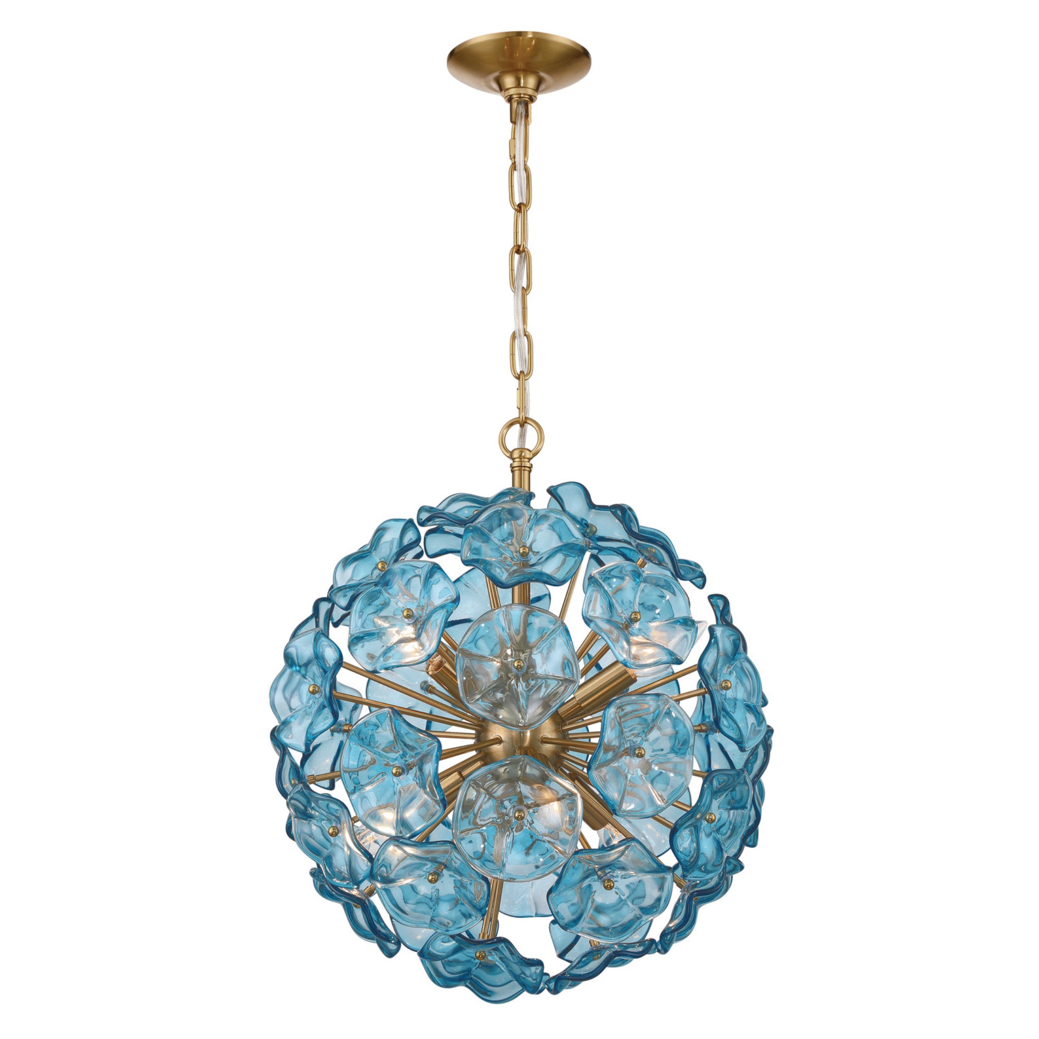 Esme 18.25'' Aged Brass Chandelier Blue 18.25"W x 21"H x 18.25"D