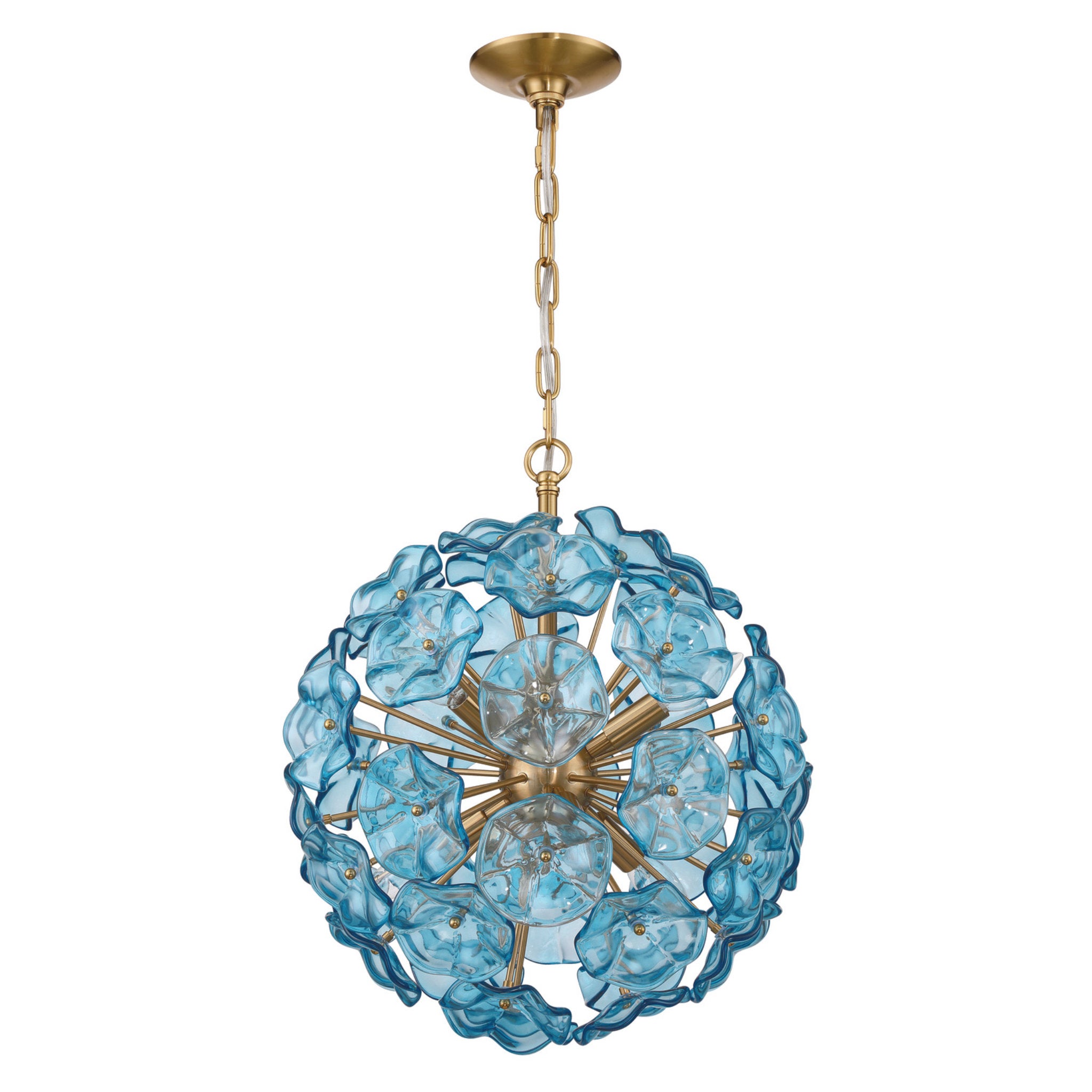 Esme 18.25'' Aged Brass Chandelier Blue 18.25"W x 21"H x 18.25"D