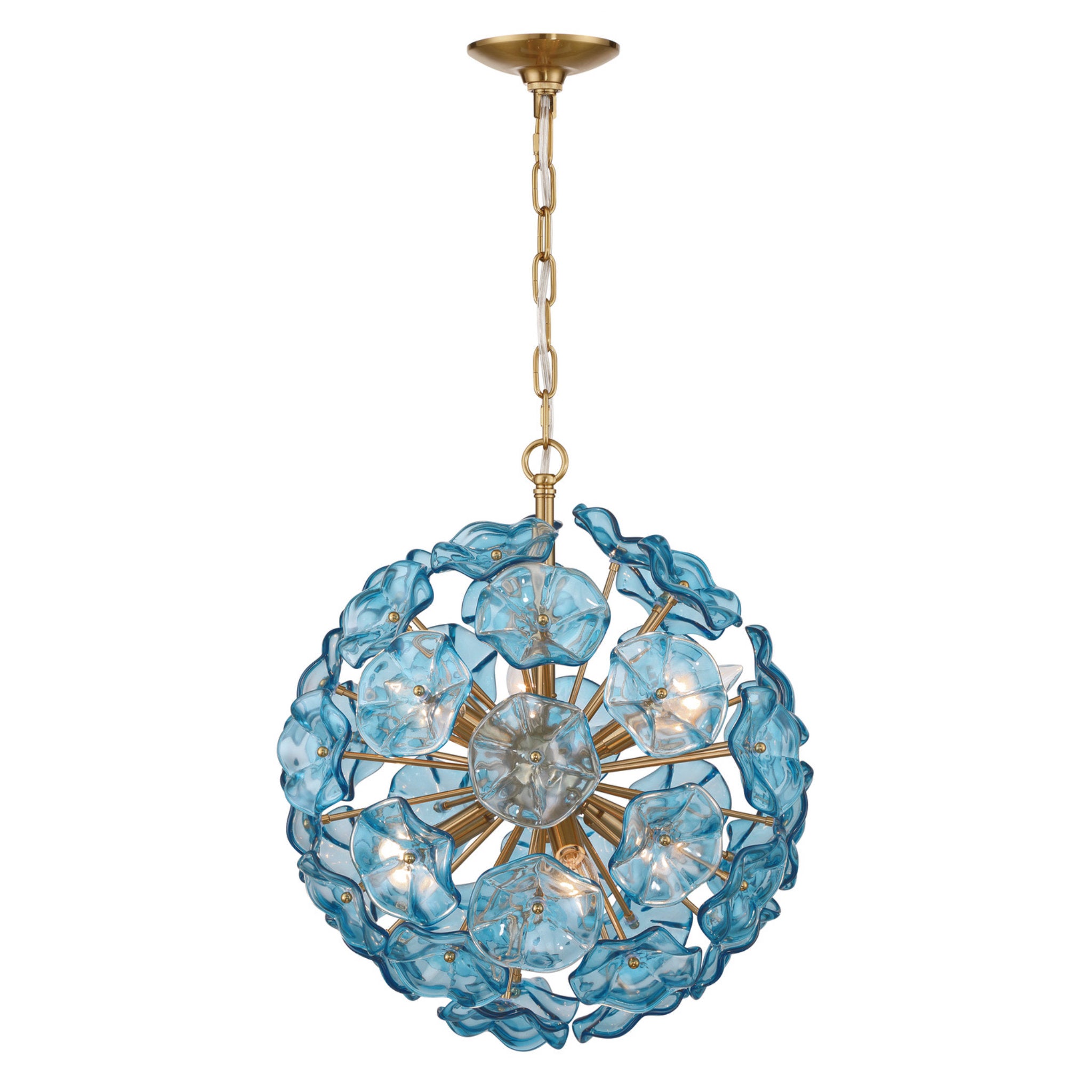 Esme 18.25'' Aged Brass Chandelier Blue 18.25"W x 21"H x 18.25"D
