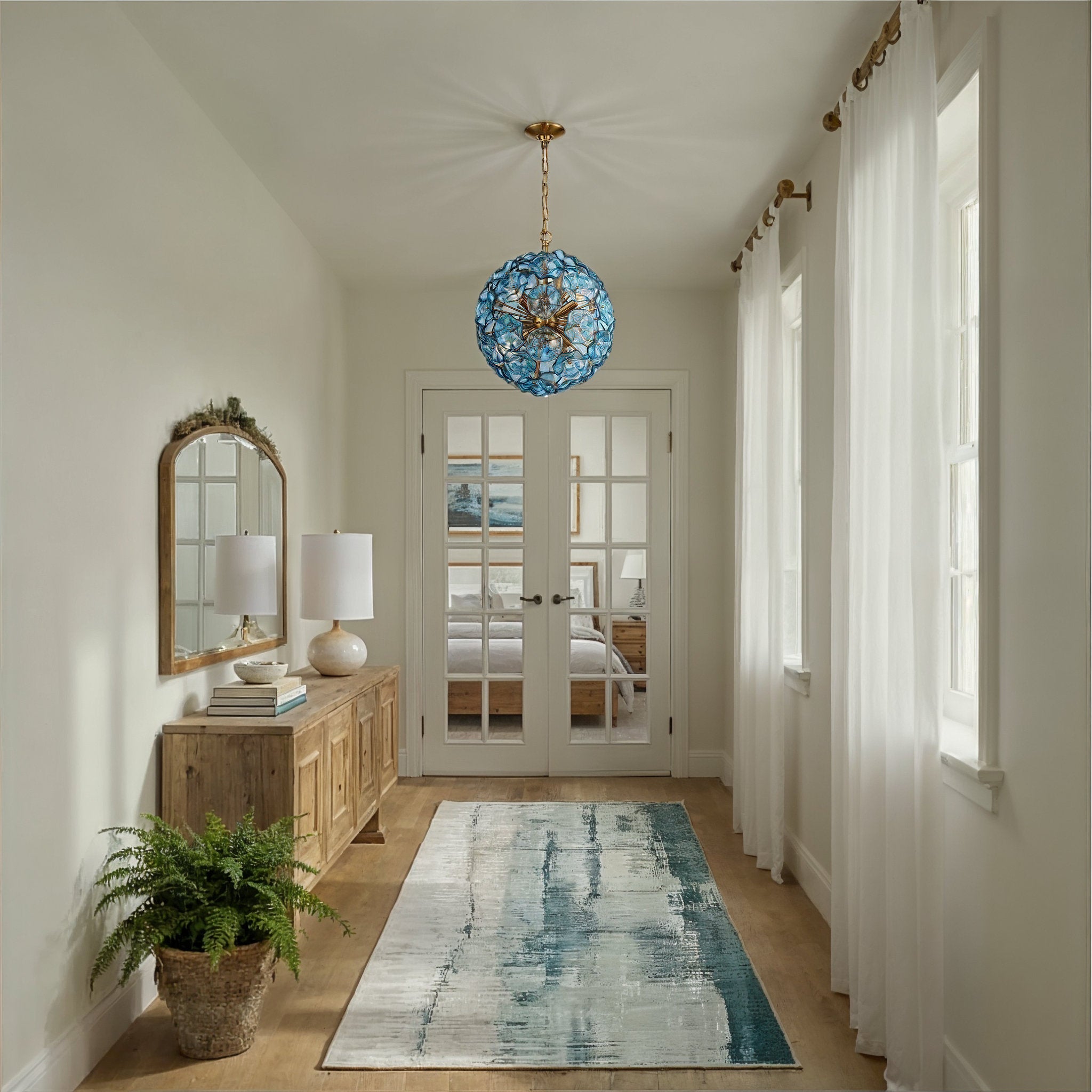 Esme 18.25'' Aged Brass Chandelier Blue 18.25"W x 21"H x 18.25"D