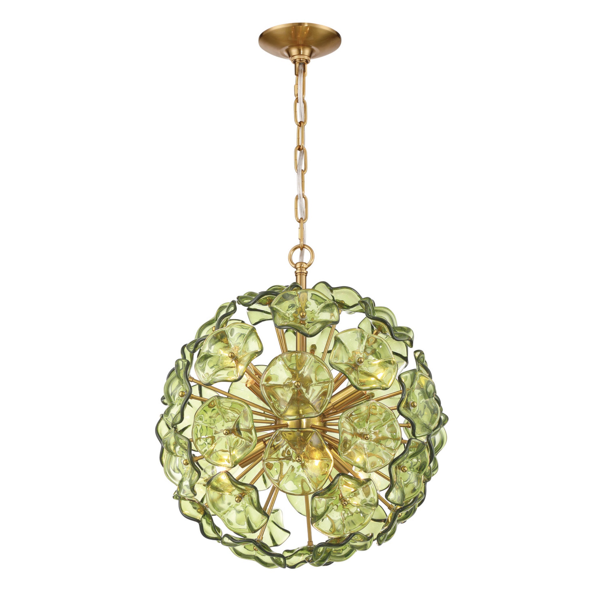 Esme 18.25'' Aged Brass Chandelier Green 18.25"W x 21"H x 18.25"D