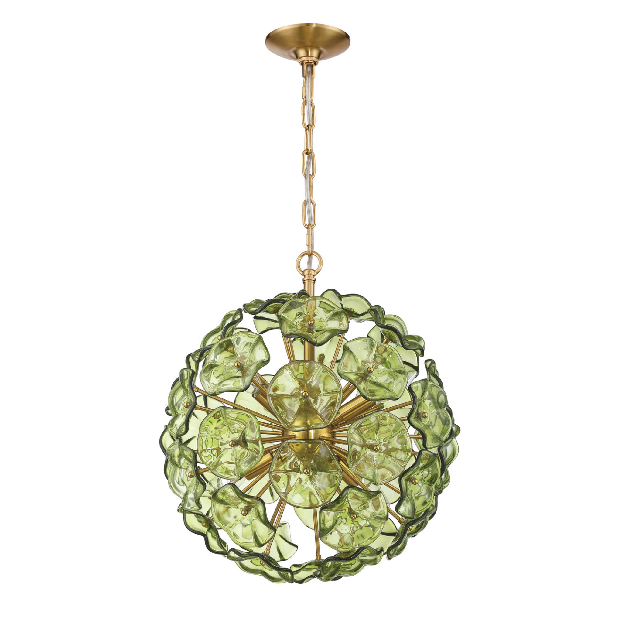 Esme 18.25'' Aged Brass Chandelier Green 18.25"W x 21"H x 18.25"D