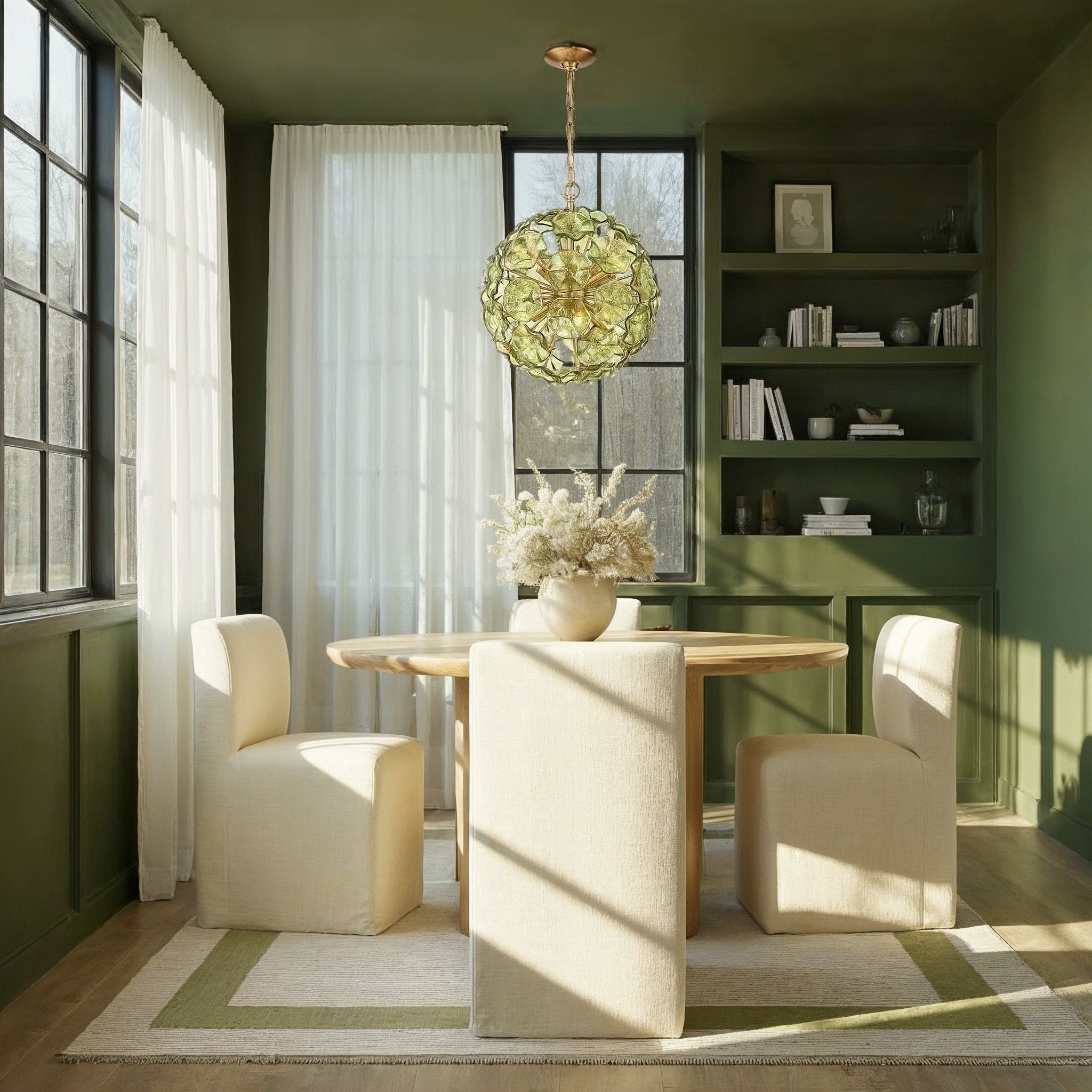 Esme 18.25'' Aged Brass Chandelier Green 18.25"W x 21"H x 18.25"D