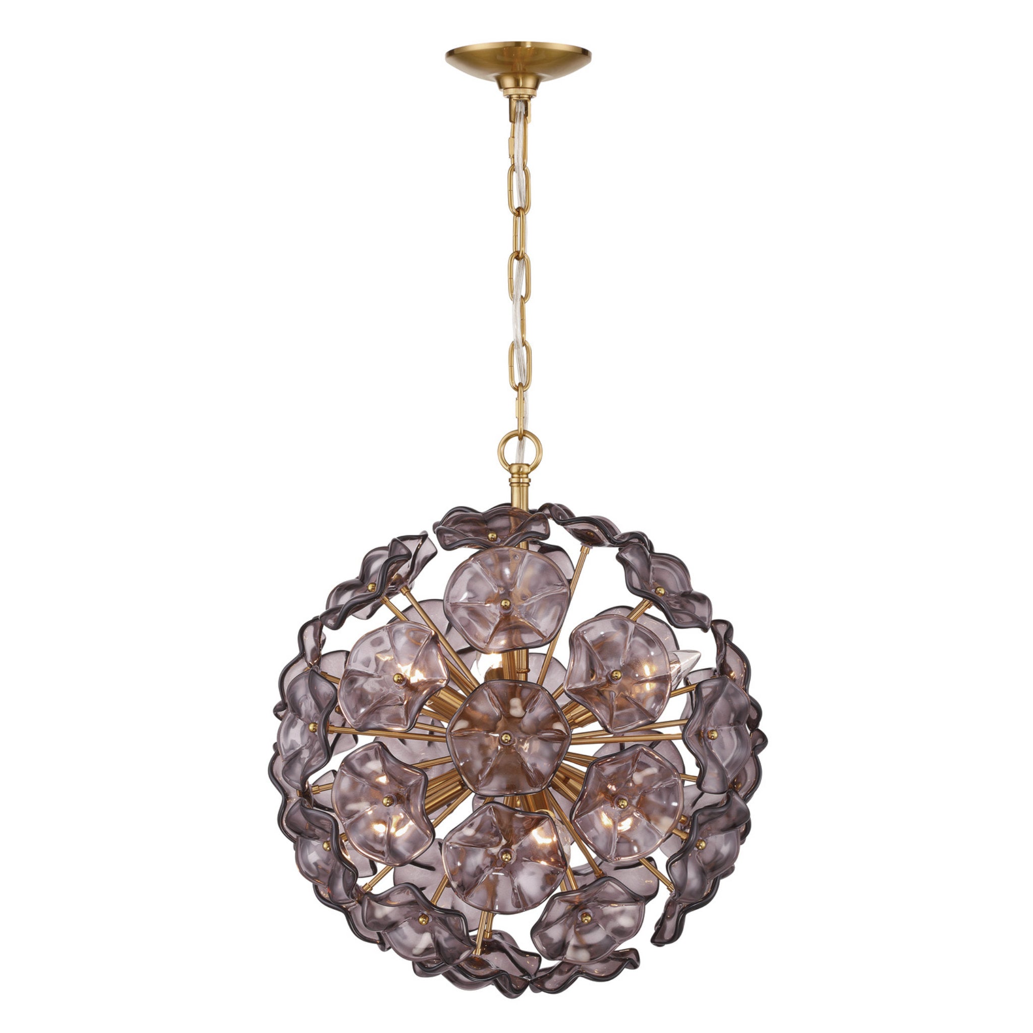 Esme 18.25'' Aged Brass Chandelier Purple 18.25"W x 21"H x 18.25"D