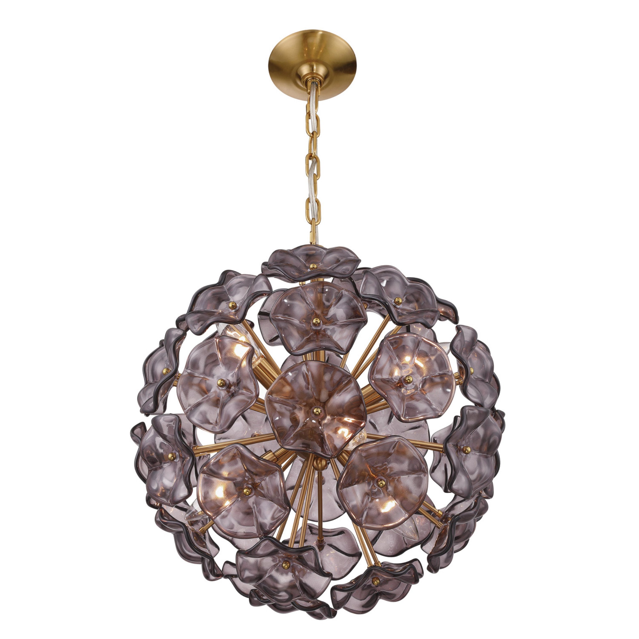 Esme 18.25'' Aged Brass Chandelier Purple 18.25"W x 21"H x 18.25"D