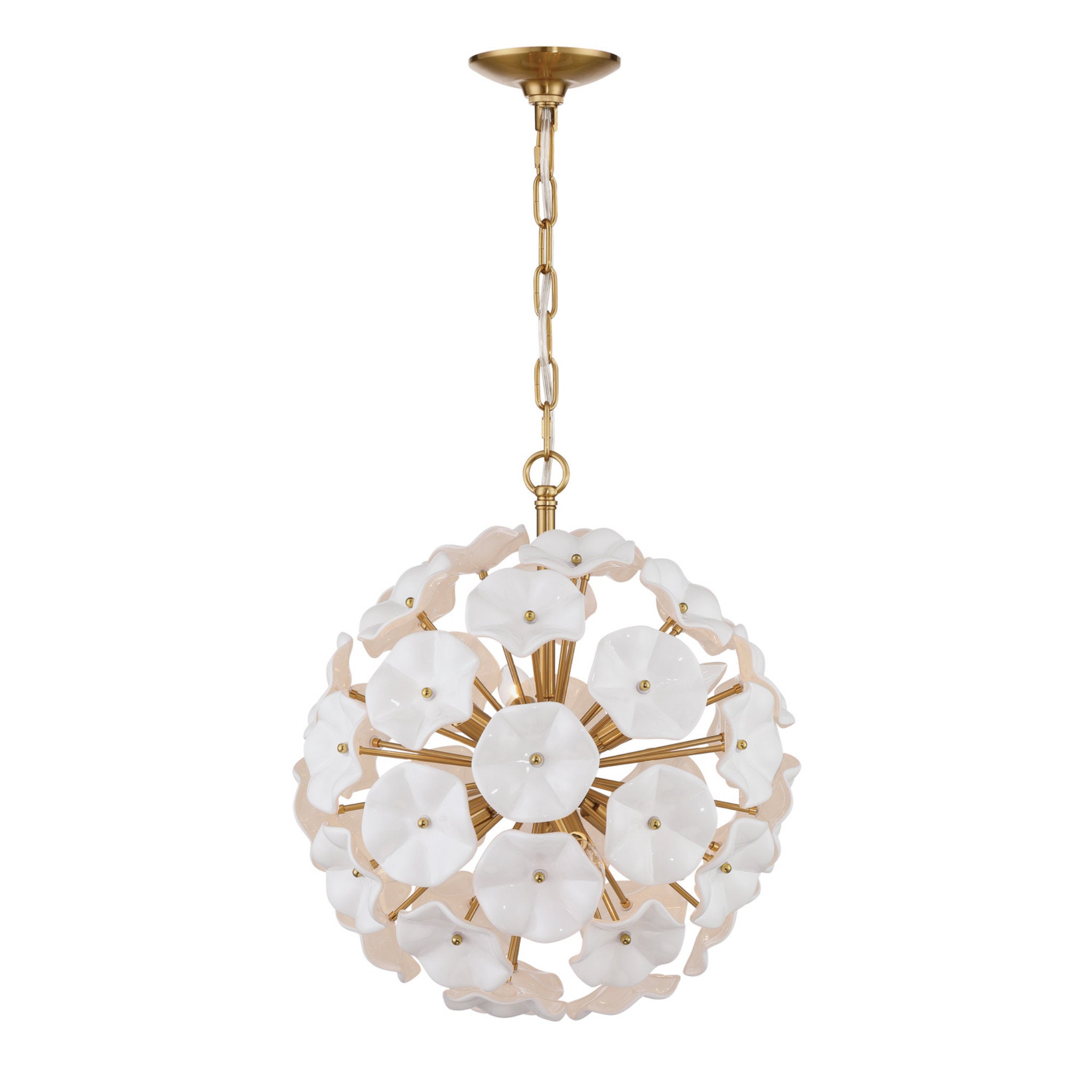 Esme 18.25'' Aged Brass Chandelier White 18.25"W x 21"H x 18.25"D