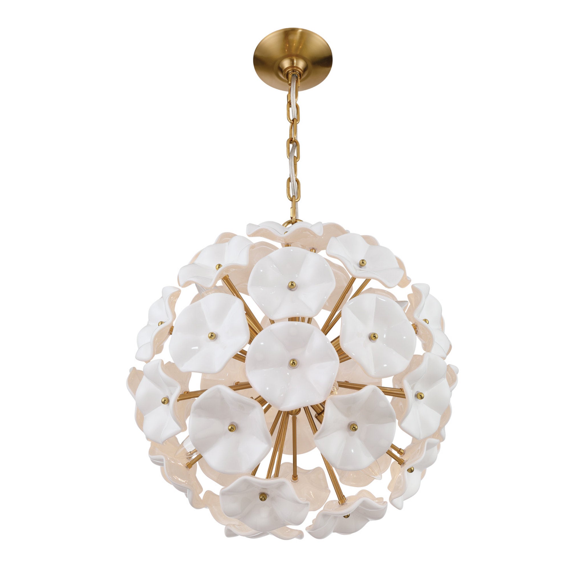 Esme 18.25'' Aged Brass Chandelier White 18.25"W x 21"H x 18.25"D