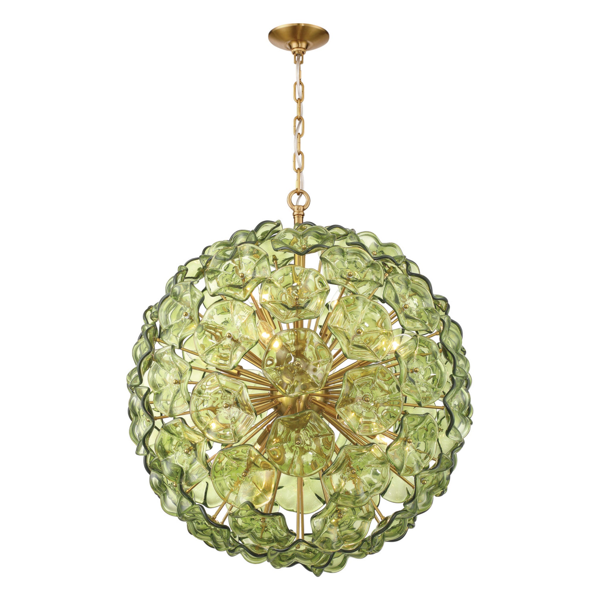 Esme 28'' Aged Brass Chandelier Green 28"W x 30"H x 28"D
