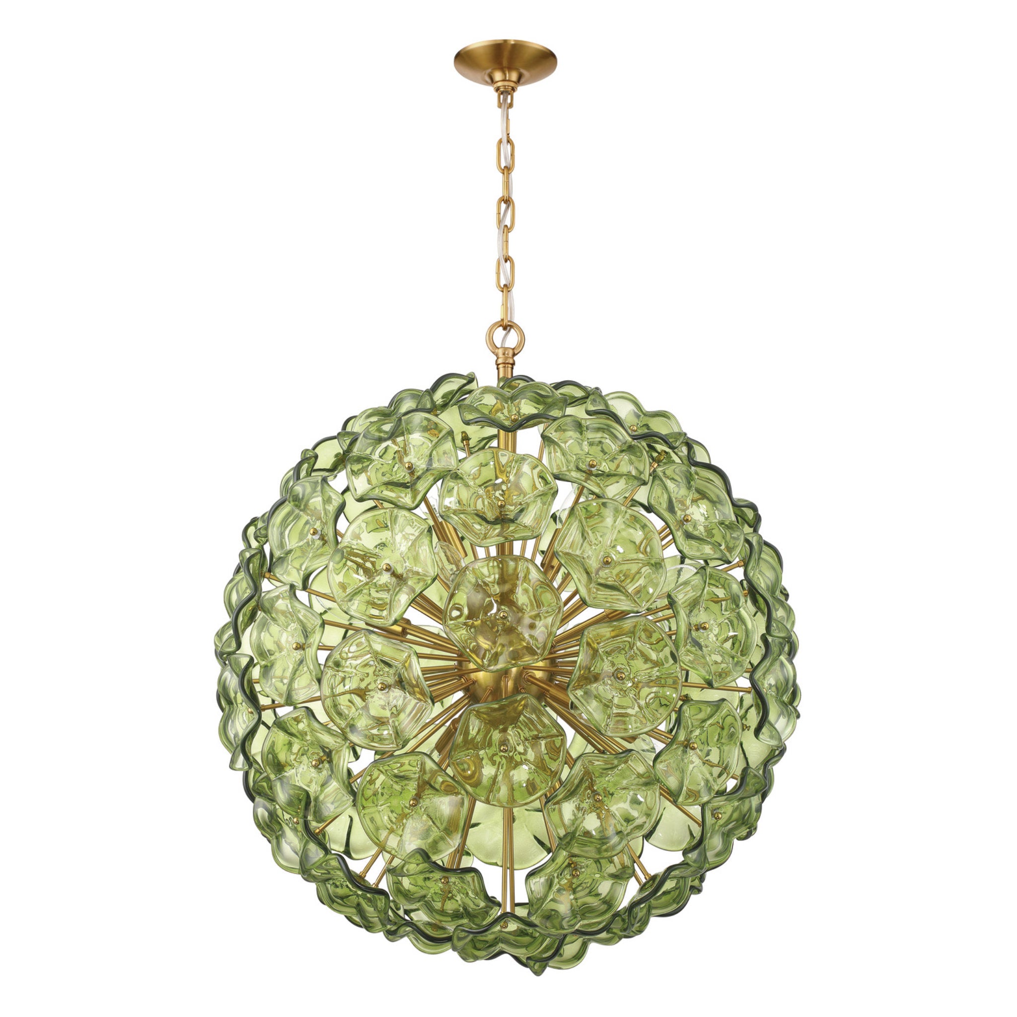 Esme 28'' Aged Brass Chandelier Green 28"W x 30"H x 28"D