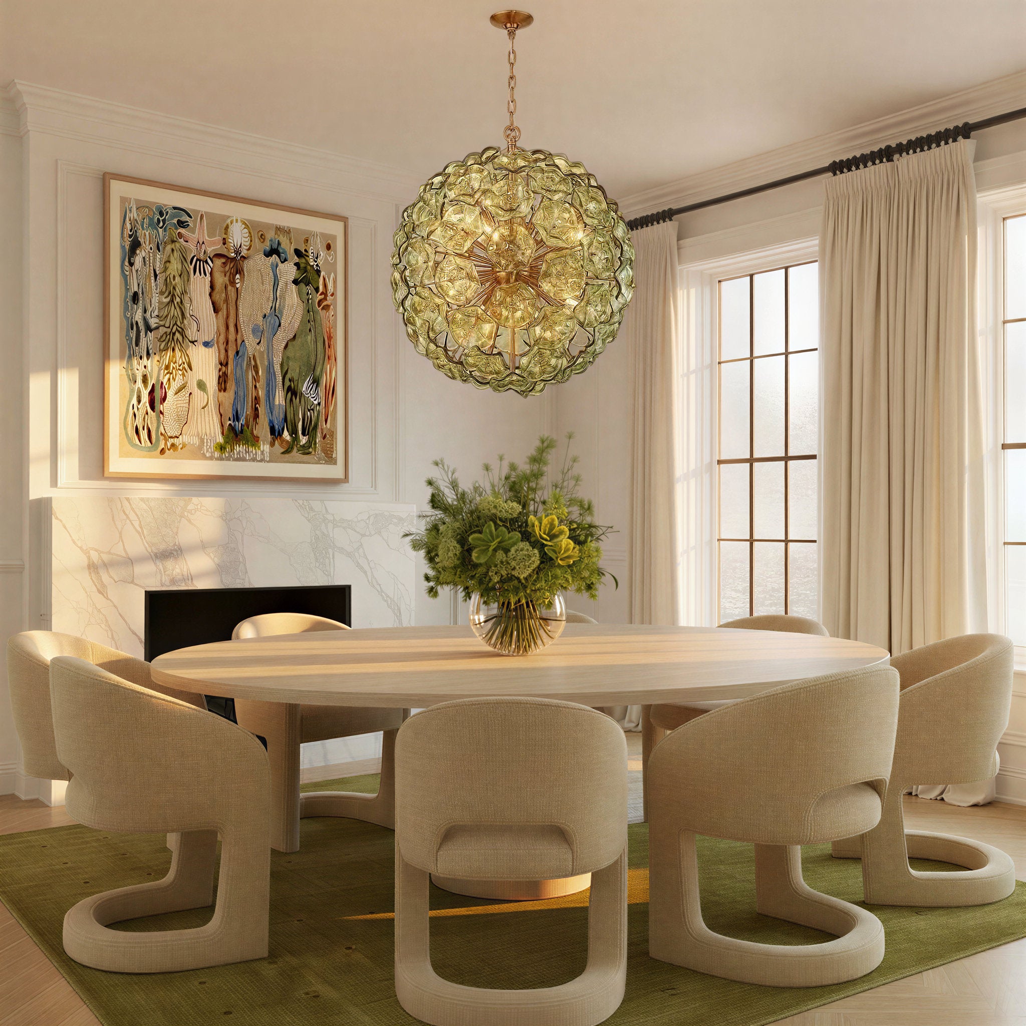 Esme 28'' Aged Brass Chandelier Green 28"W x 30"H x 28"D