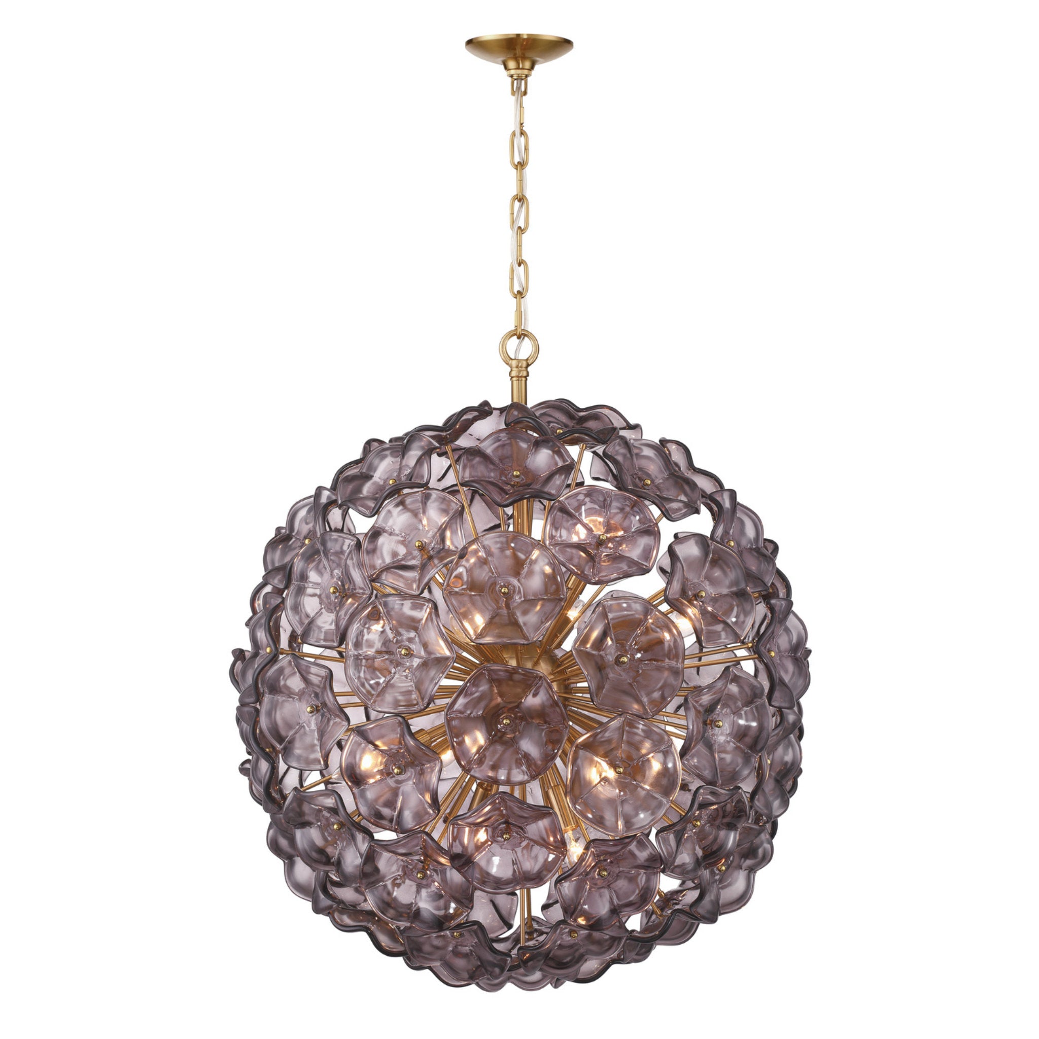 Esme 28'' Aged Brass Chandelier Purple 28"W x 30"H x 28"D