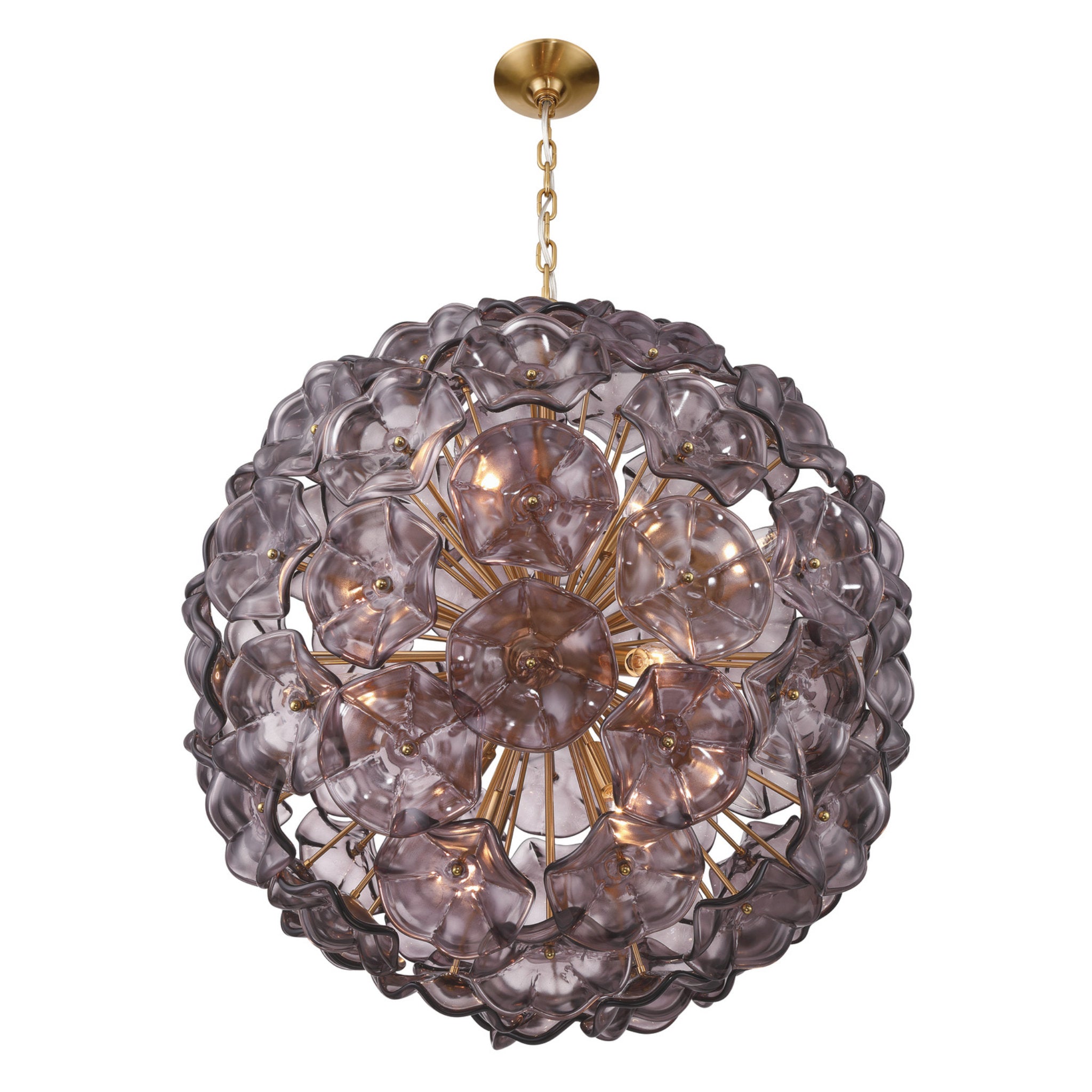 Esme 28'' Aged Brass Chandelier Purple 28"W x 30"H x 28"D