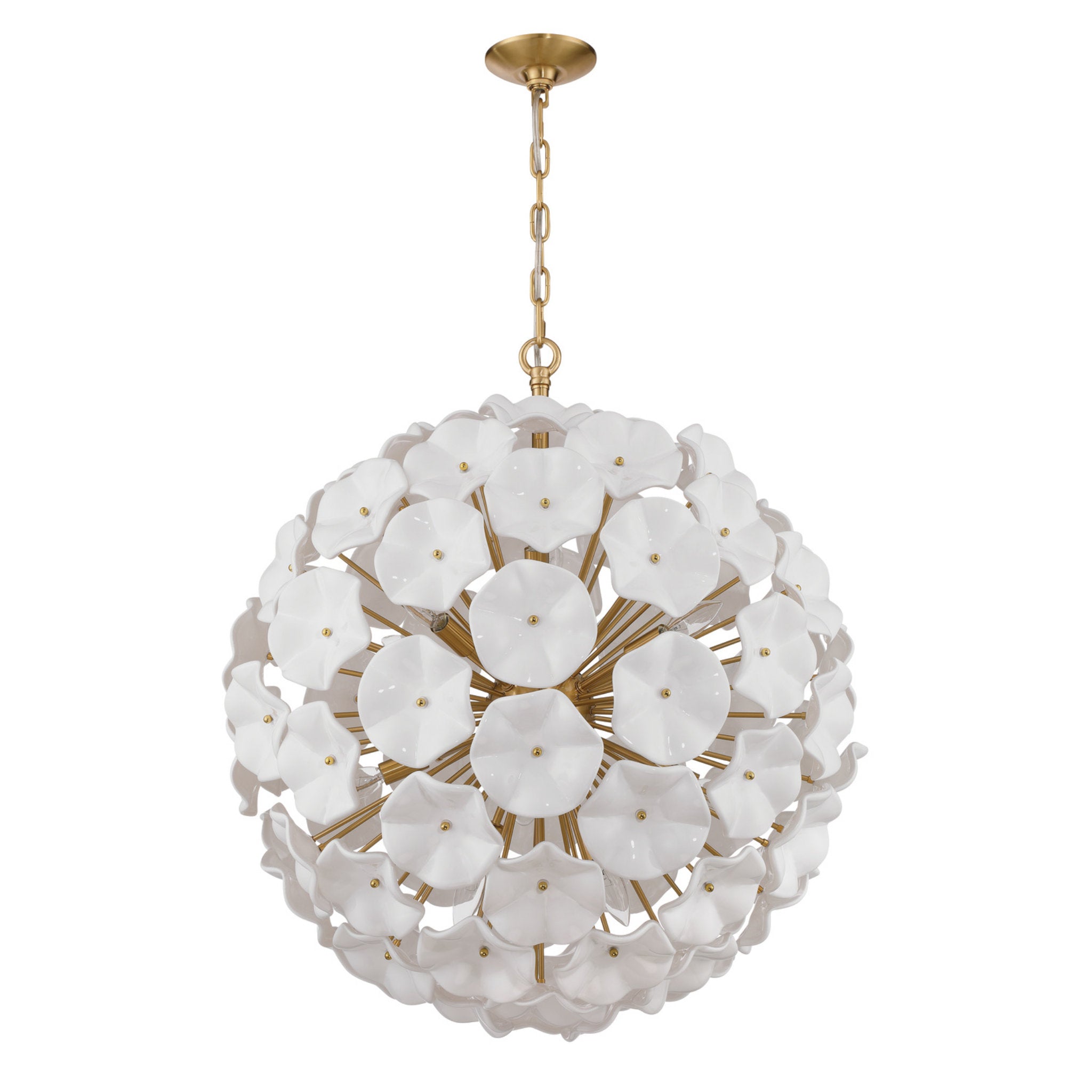 Esme 28'' Aged Brass Chandelier White 28"W x 30"H x 28"D