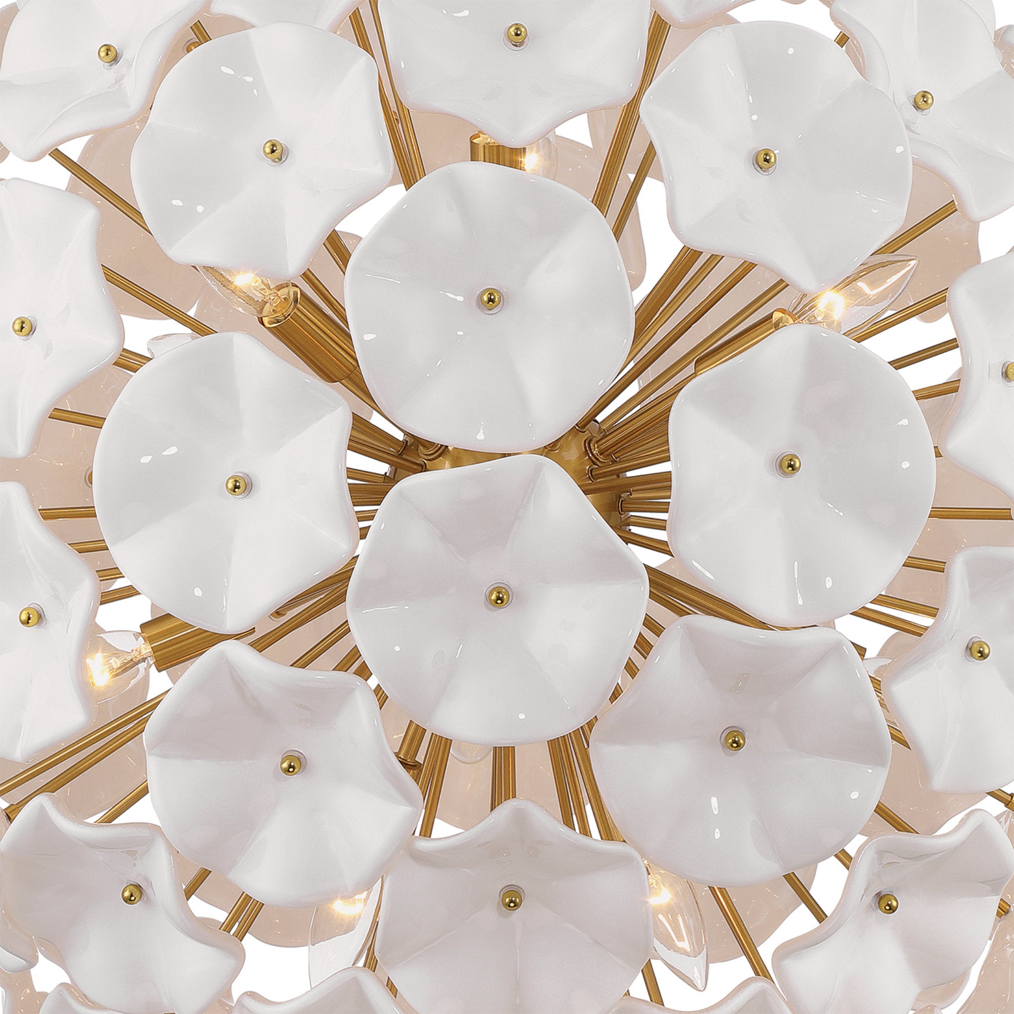 Esme 28'' Aged Brass Chandelier White 28"W x 30"H x 28"D