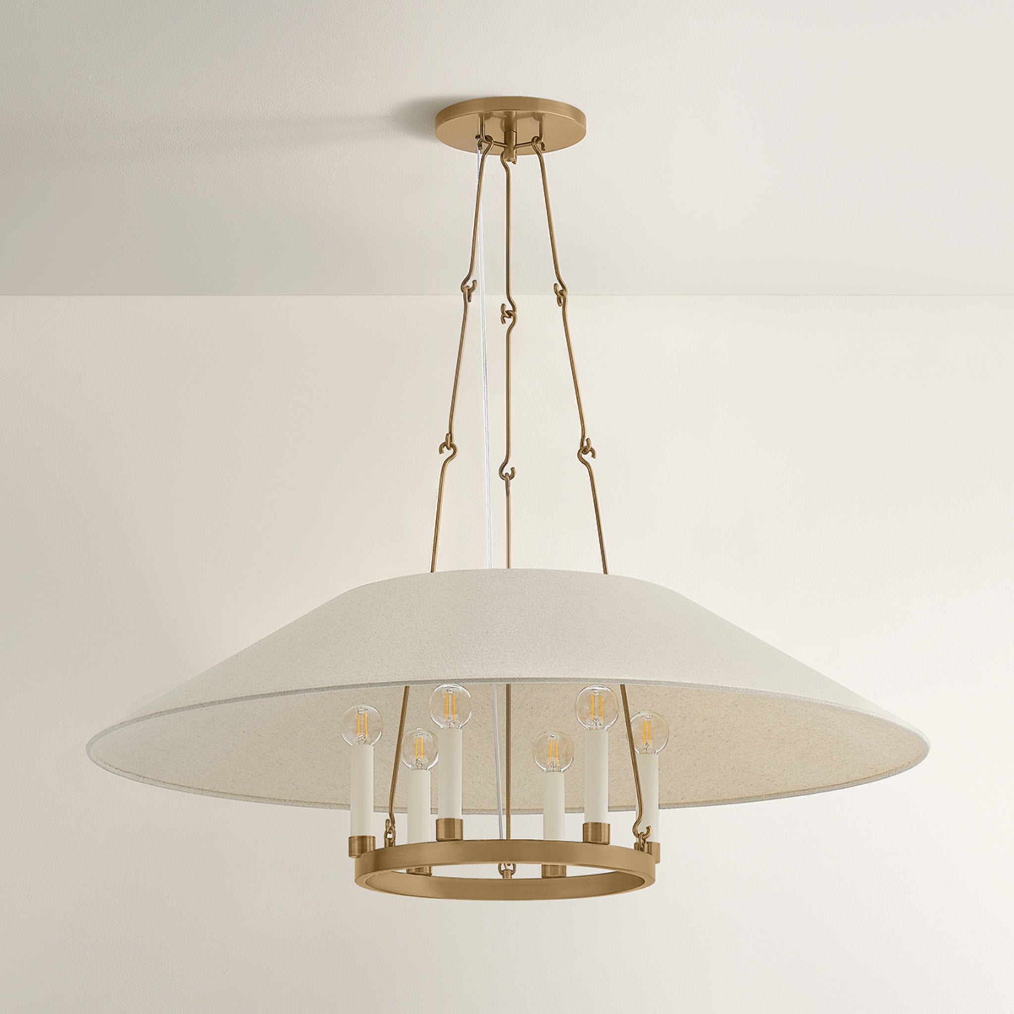 Archive 6-Light Chandelier in Patina Brass by Lauren Liess 38W x 12.75H