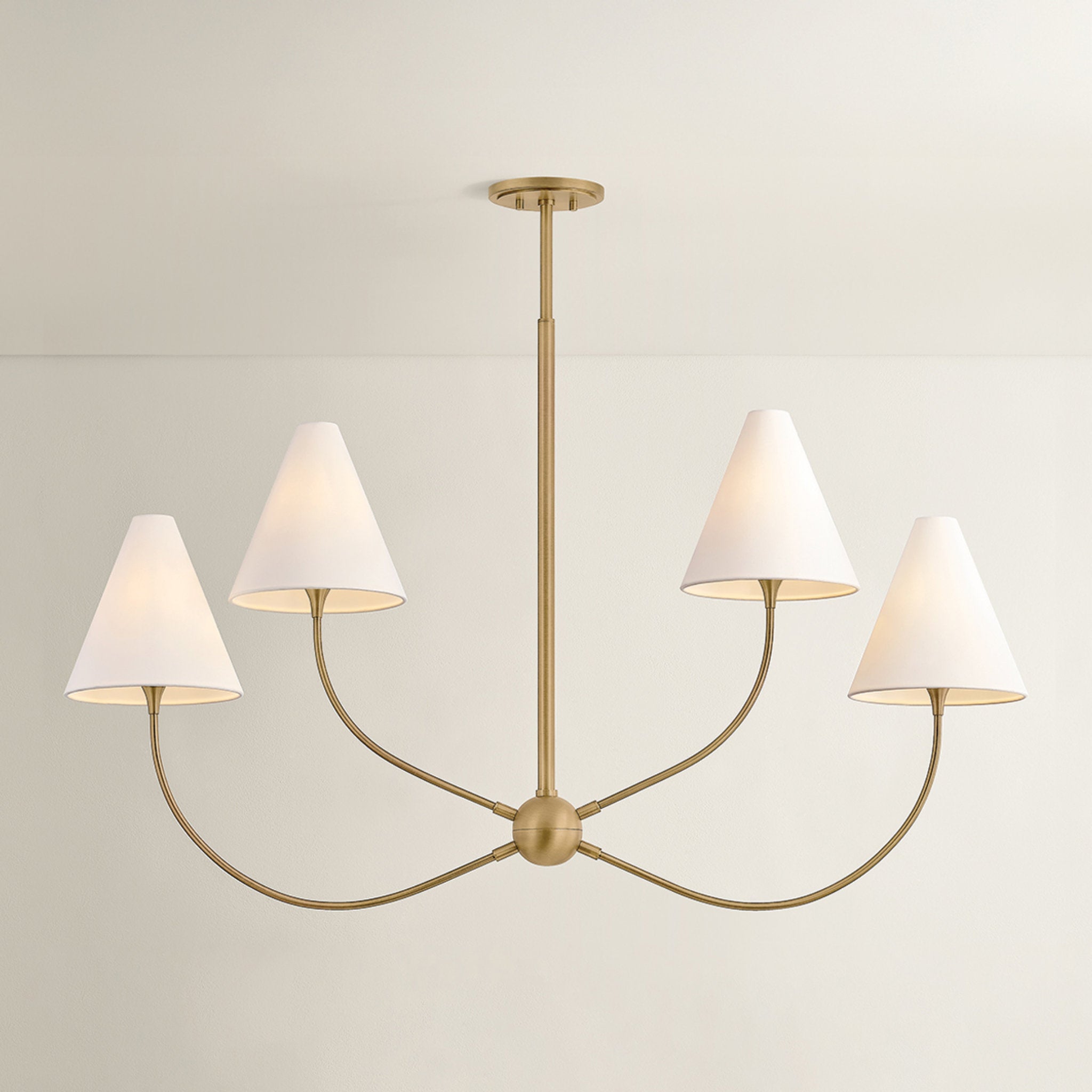 Evermore 4-Light Linear in Patina Brass by Lauren Liess 48L x 9W x 30.25H