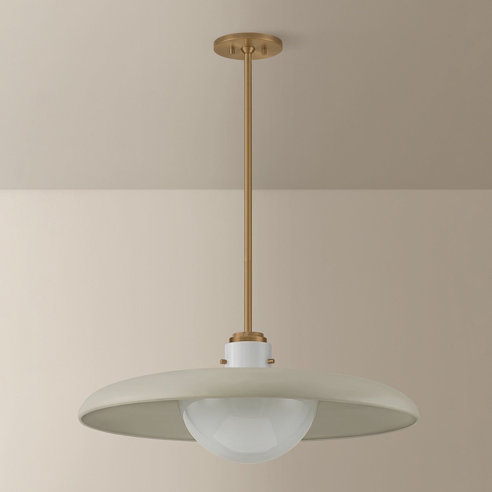 Gustavo 1-Light Pendant in Patina Brass 28W x 10.75H