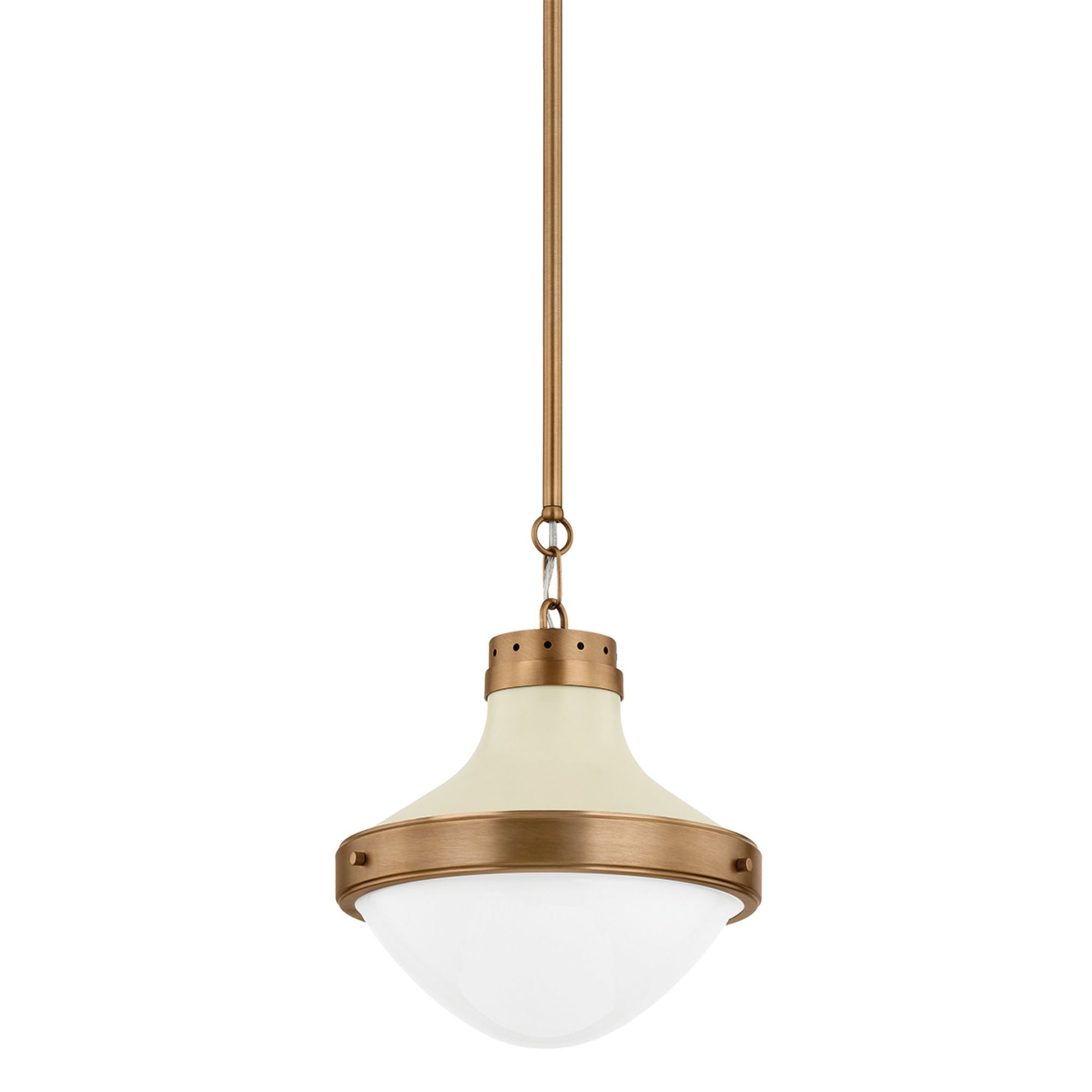 Maxton Pendant 1-Light LED in Patina Brass And Soft Sand 13.5L x 13.5W x 13.75H