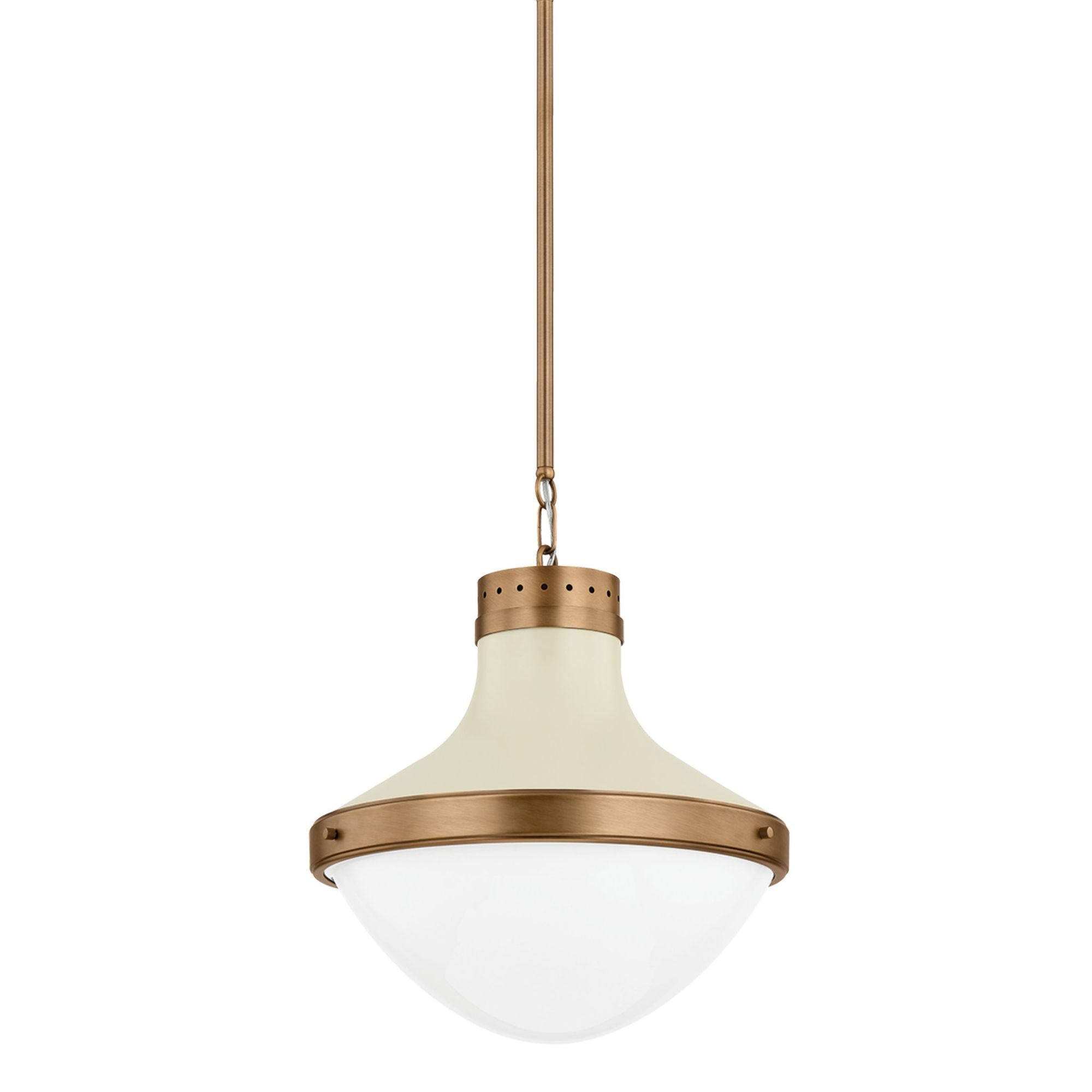 Maxton Pendant 1-Light LED in Patina Brass And Soft Sand 17.75L x 17.75W x 17H