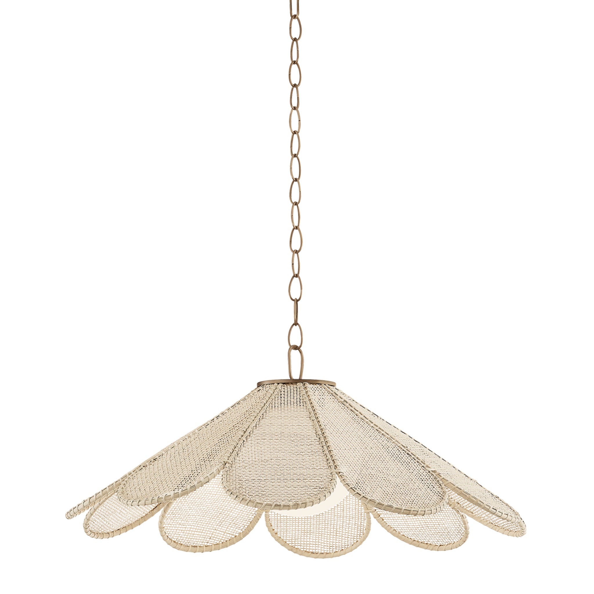 Petal 1-Light Pendant in Patina Brass by Lauren Liess 36.25W x 15.25H