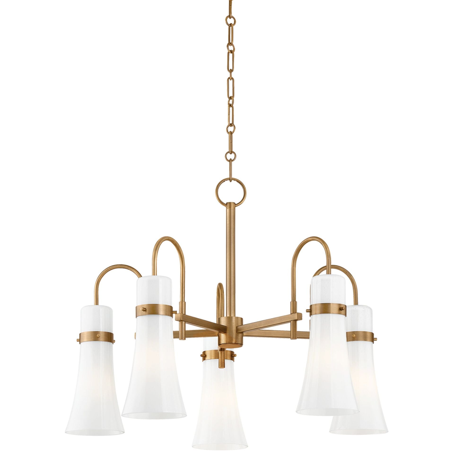 Maple 5-Light Chandelier in Patina Brass 27.25W x 20.25H