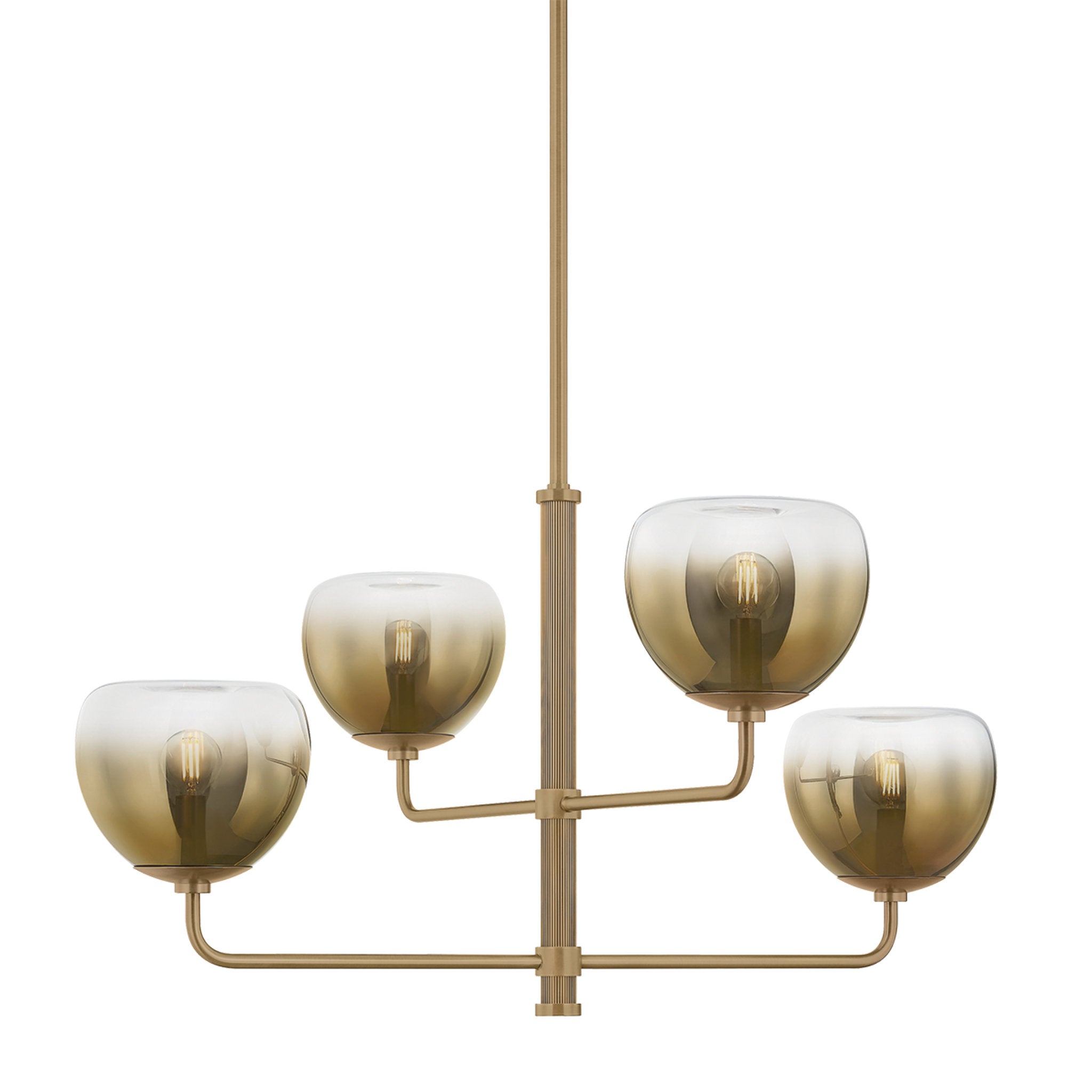 August 4-Light Chandelier in Patina Brass 34W x 17.25H