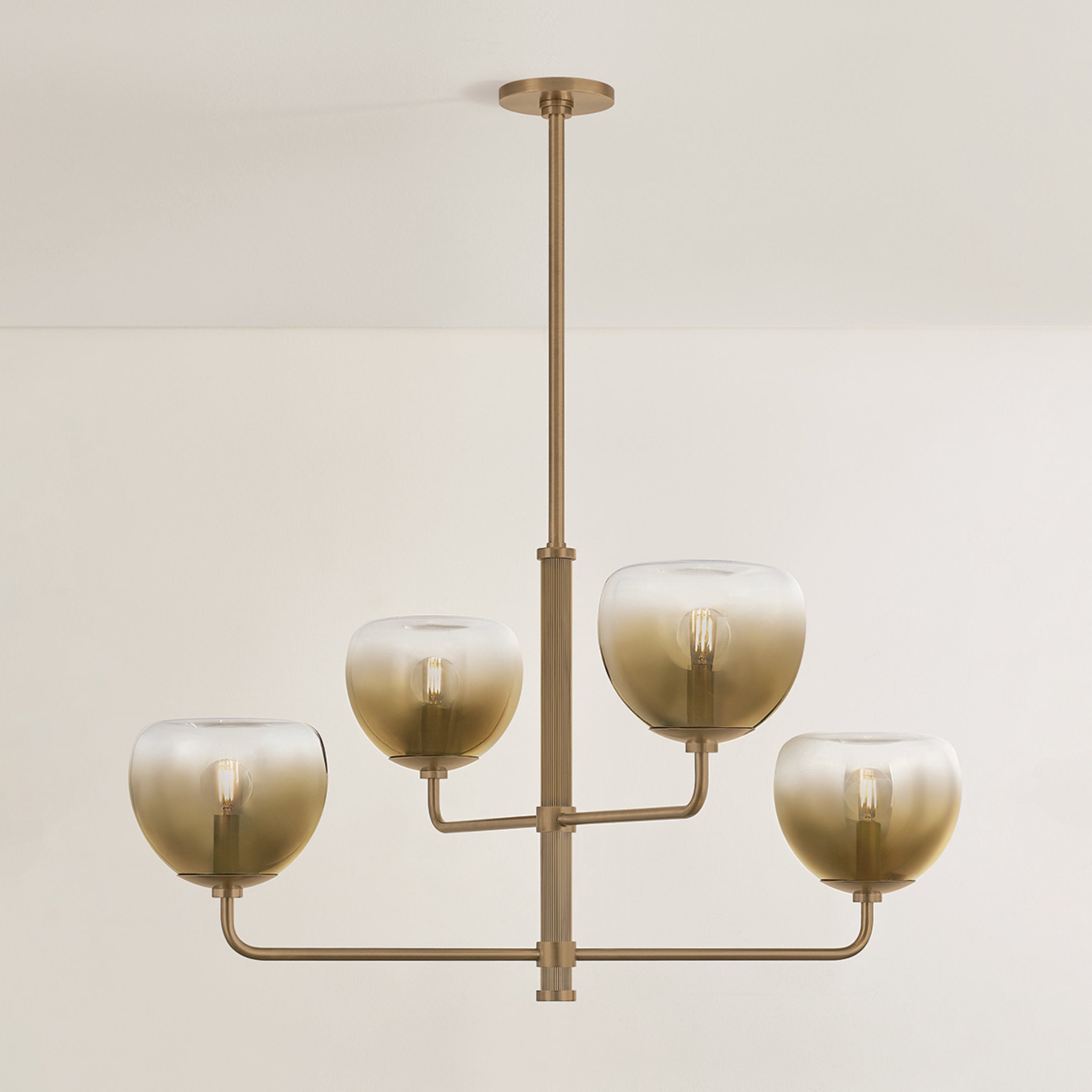 August 4-Light Chandelier in Patina Brass 34W x 17.25H