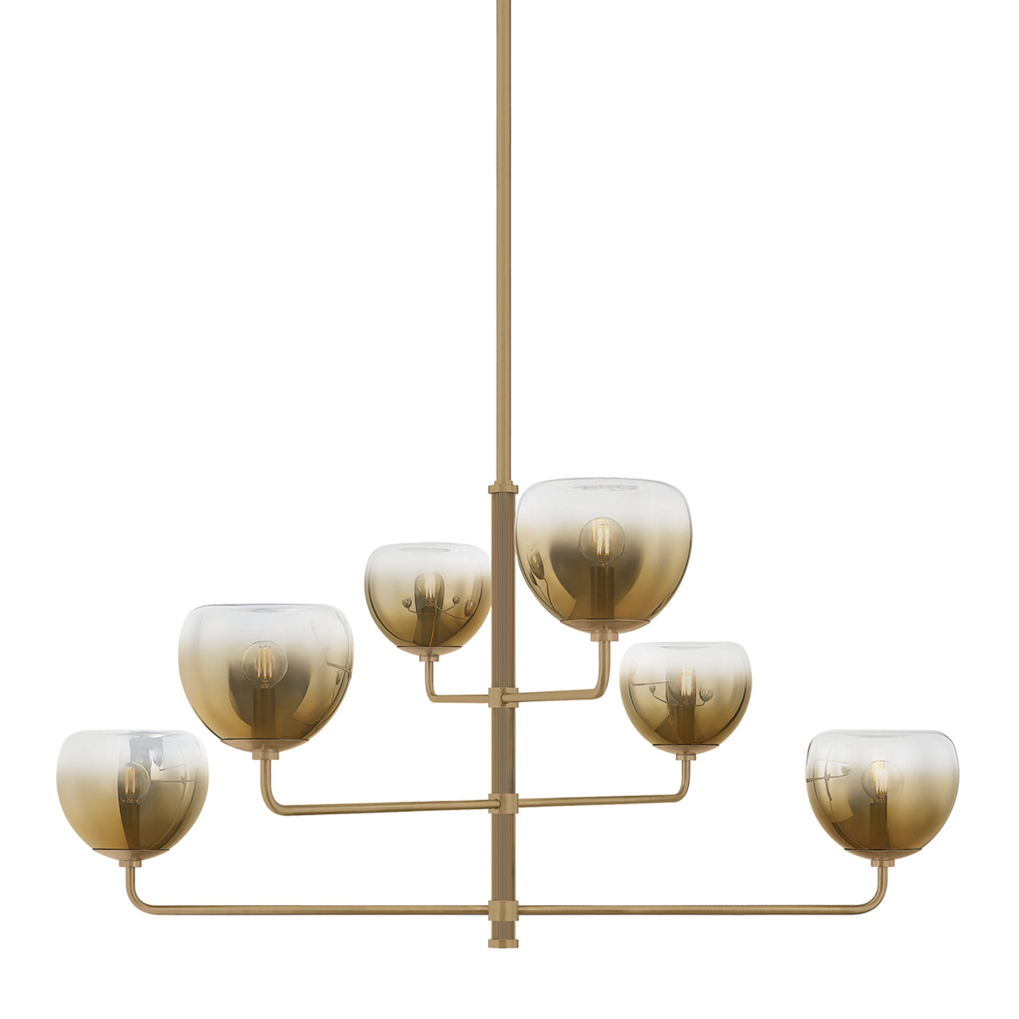 August 6-Light Chandelier in Patina Brass 45W x 22.75H
