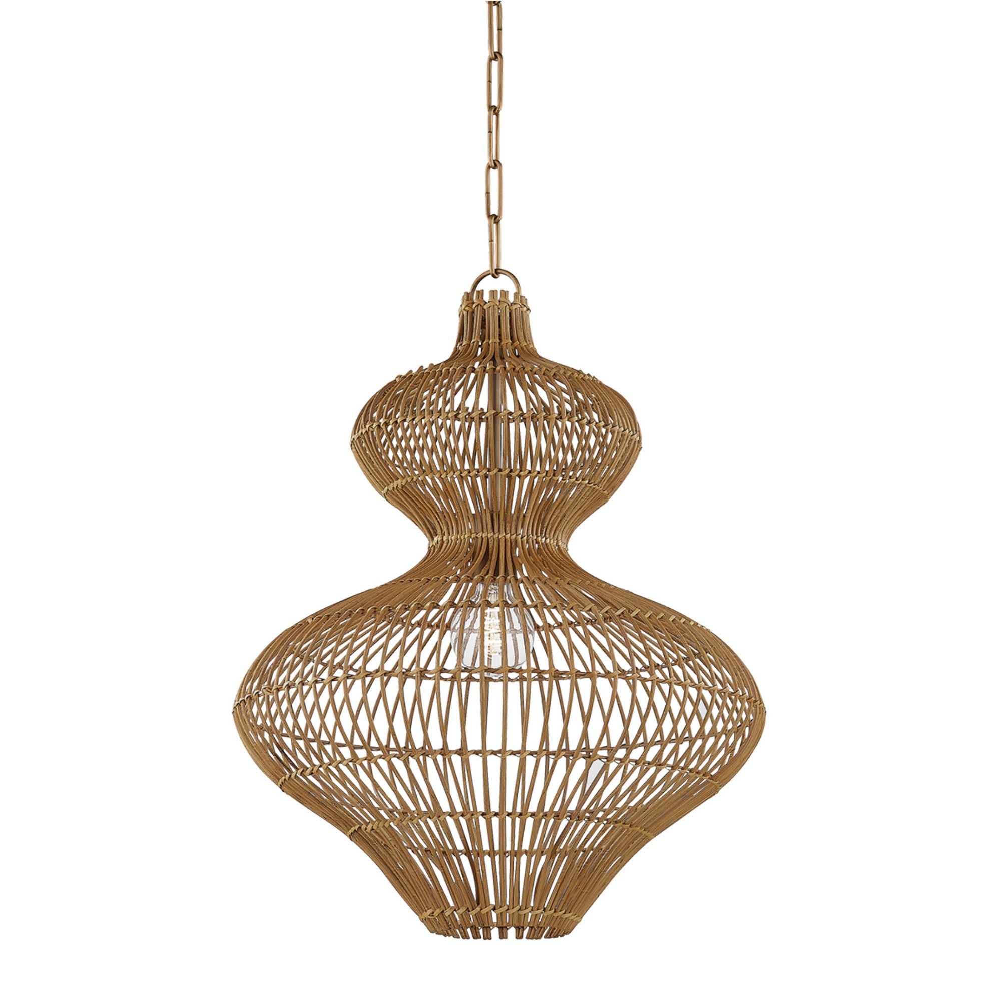 Irvine 1-Light Pendant in Patina Brass by Chandler McLellan 20W x 25H