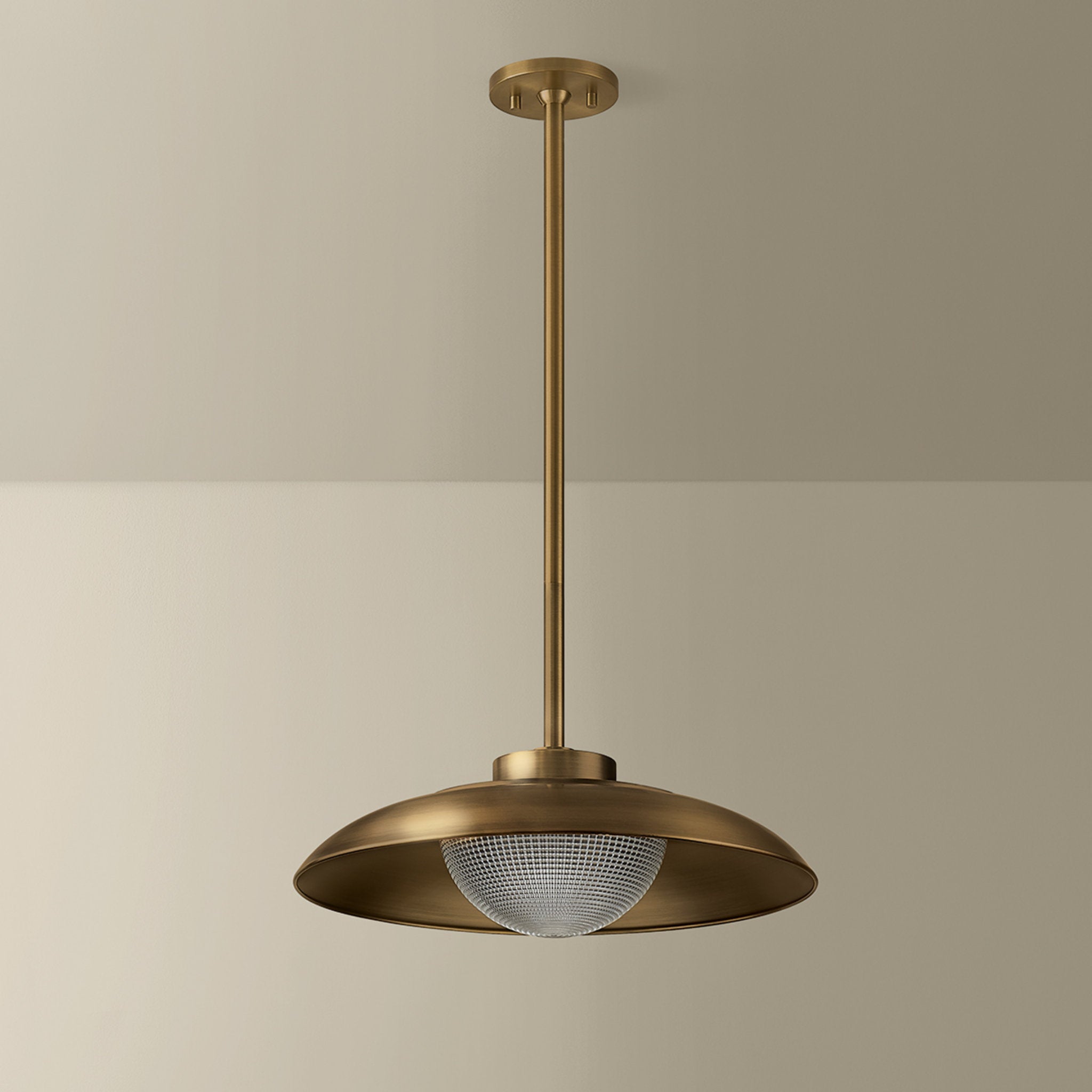 Braxton 1-Light Pendant in Patina Brass 18W x 6.5H