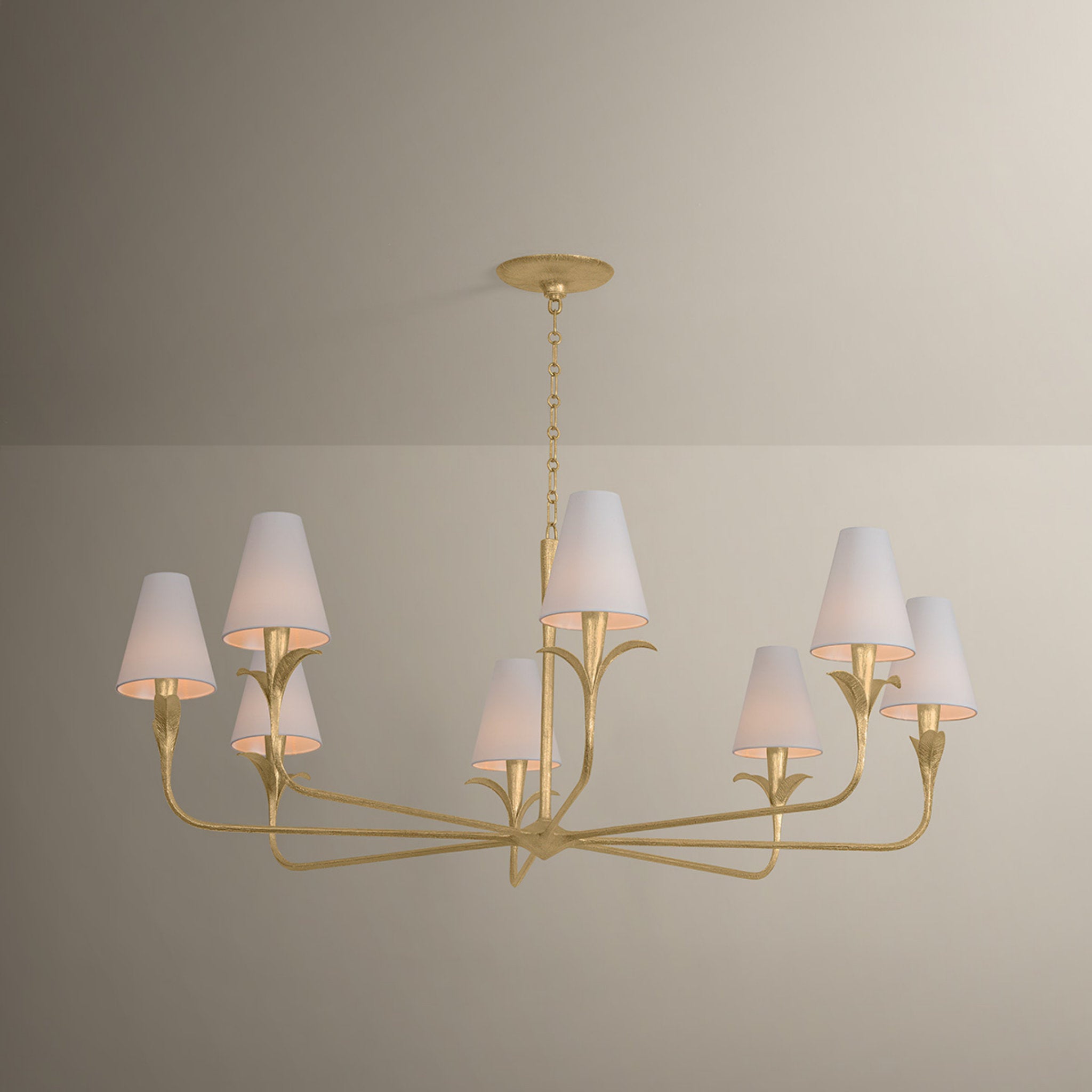 Quill 8-Light Chandelier in Gilded Ivory 57.5W x 22.75H