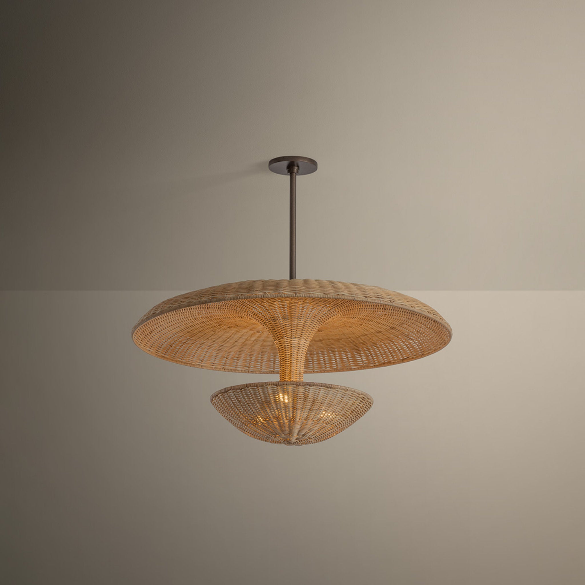 Draco 3-Light Pendant in Bronze Leaf 30W x 15H