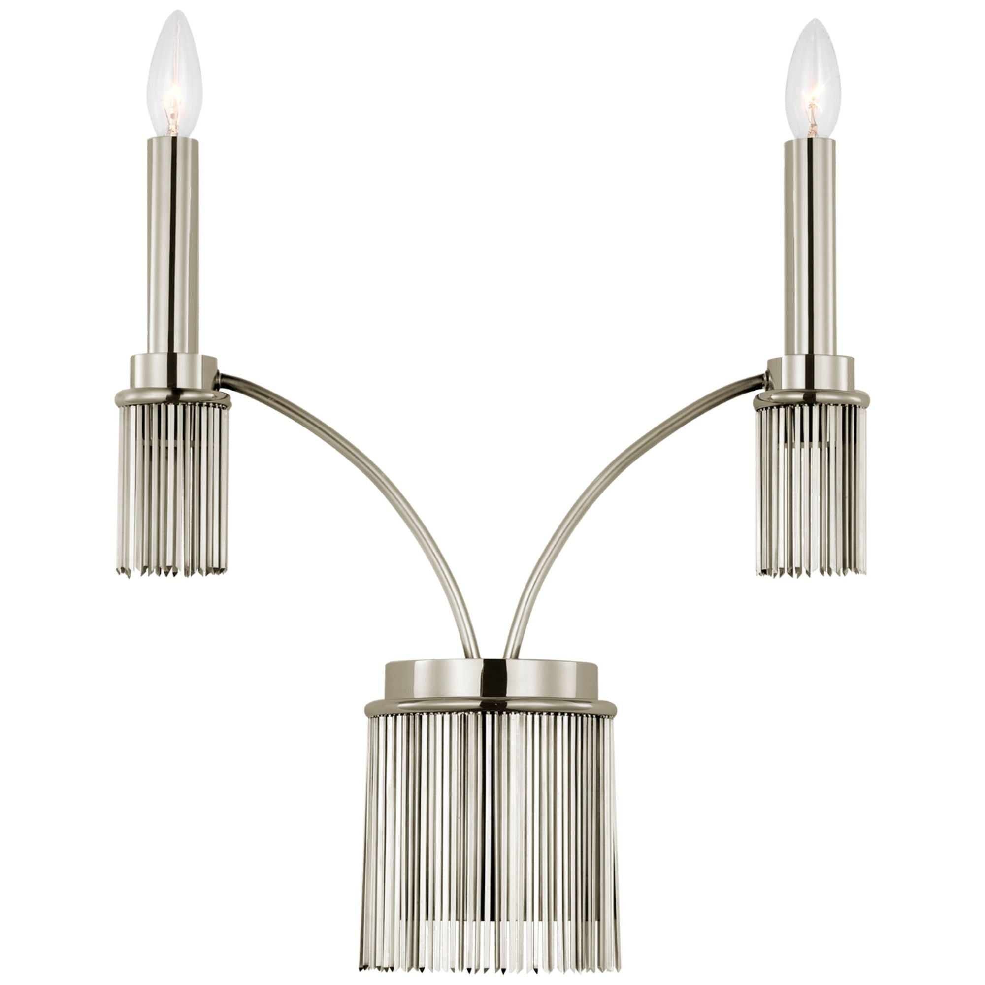 Fisher Weisman Sutton Double Sconce in Polished Nickel Wall Light W17.75" x H19.25"