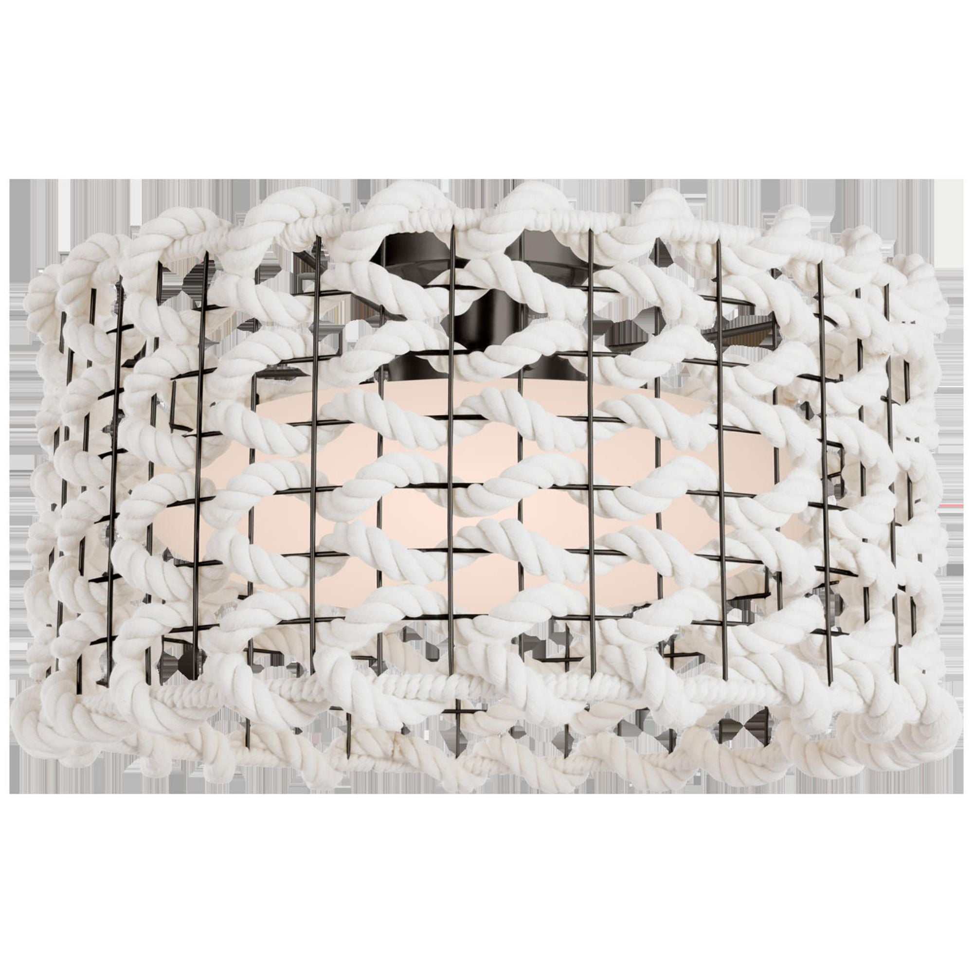 Fisher Weisman Catania 17" Flush Mount in Bronze with Cream Braided Rope Ceiling Light W17.5" x H9.5"