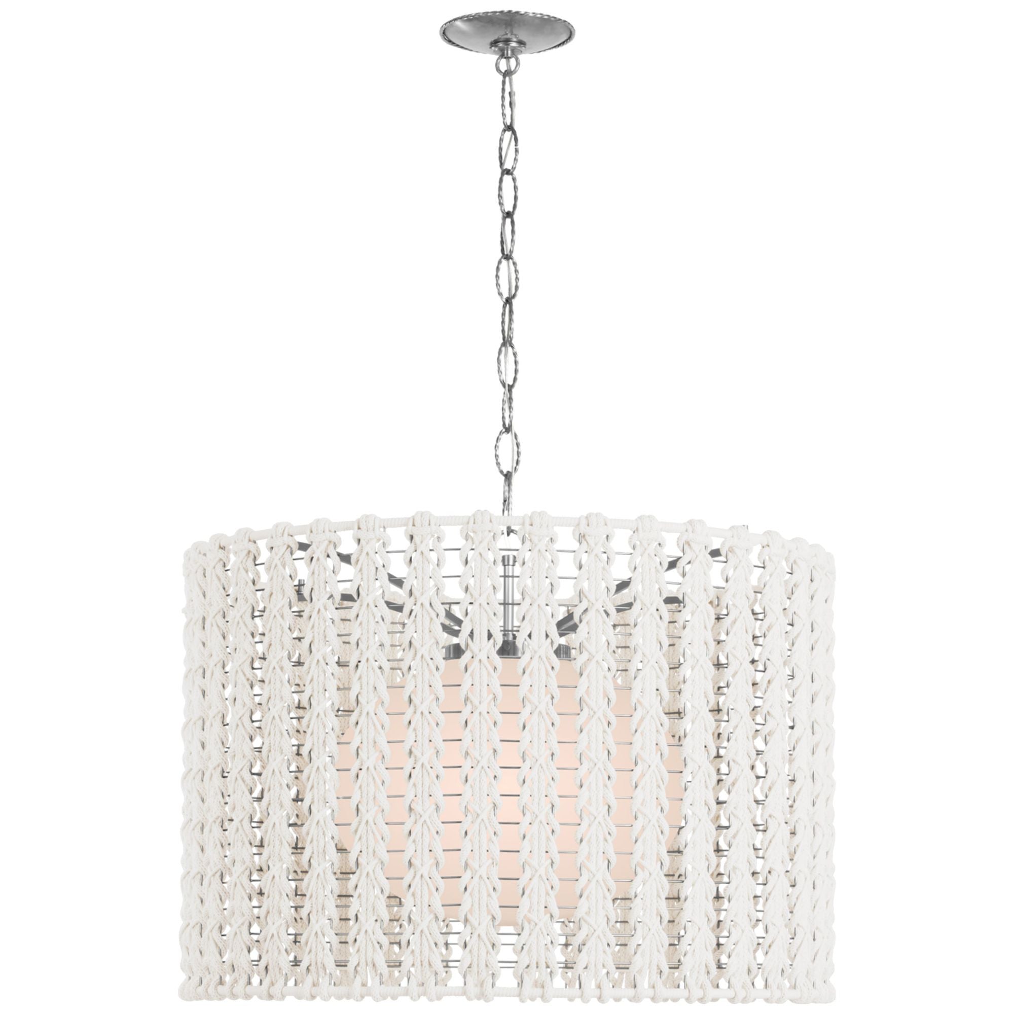 Fisher Weisman Catania 30" Hanging Shade in Polished Nickel with Cream Braided Rope Ceiling Light W29" x H21"