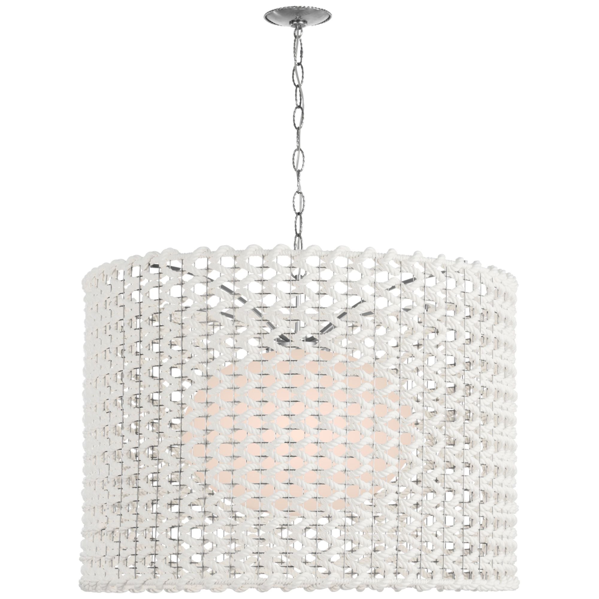 Fisher Weisman Catania 40" Hanging Shade in Polished Nickel with Cream Woven Rope Ceiling Light W40" x H29"