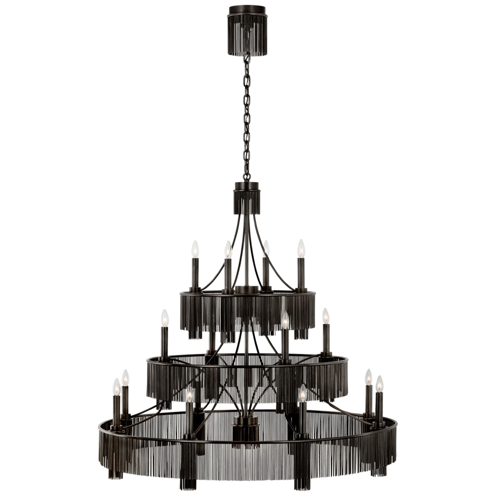 Fisher Weisman Sutton 50" Three Tier Chandelier in Bronze Ceiling Light W50.25" x H51.75"